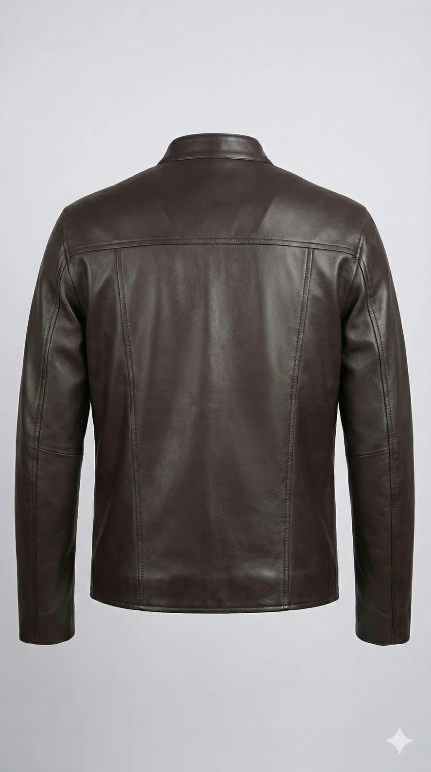 Men’s Brown Faux Leather Biker Jacket - Image 4