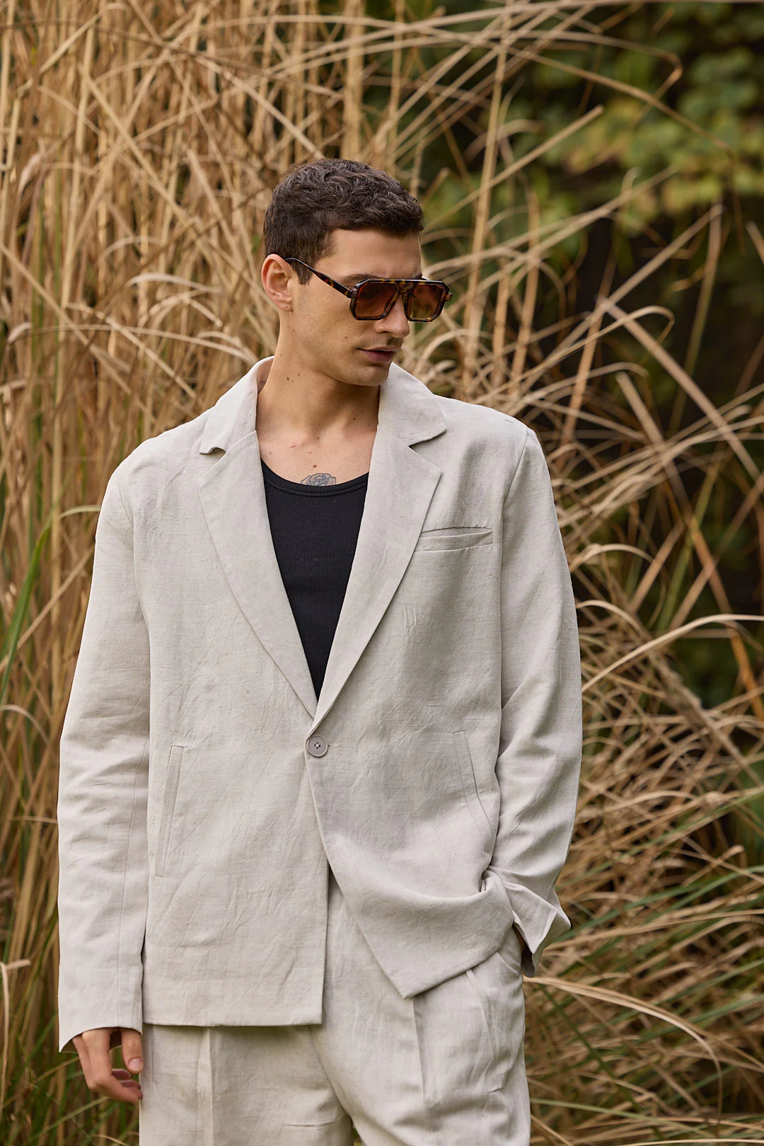 Men's Single-Breasted Linen Blazer - Image 2