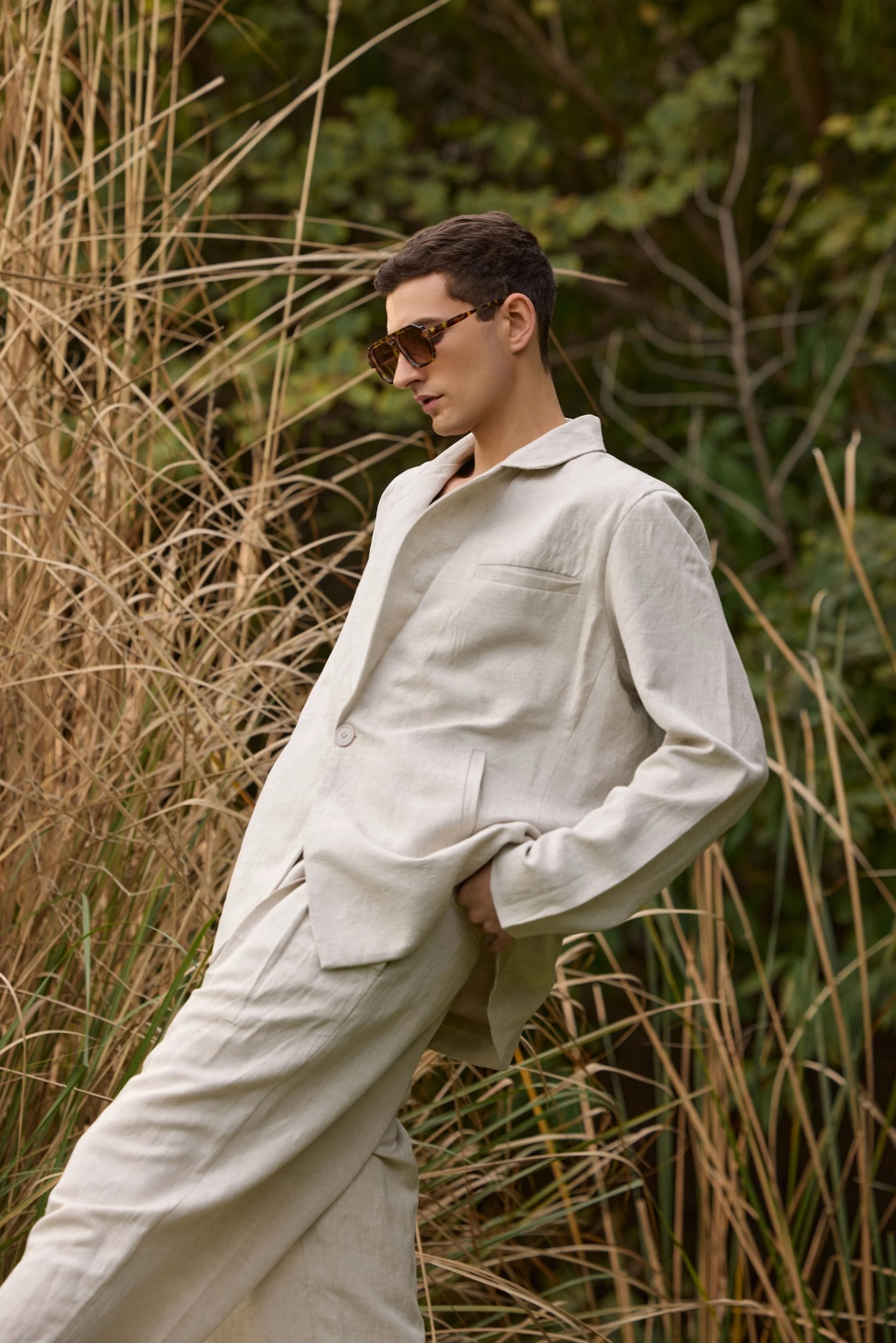 Men's Single-Breasted Linen Blazer - Image 3