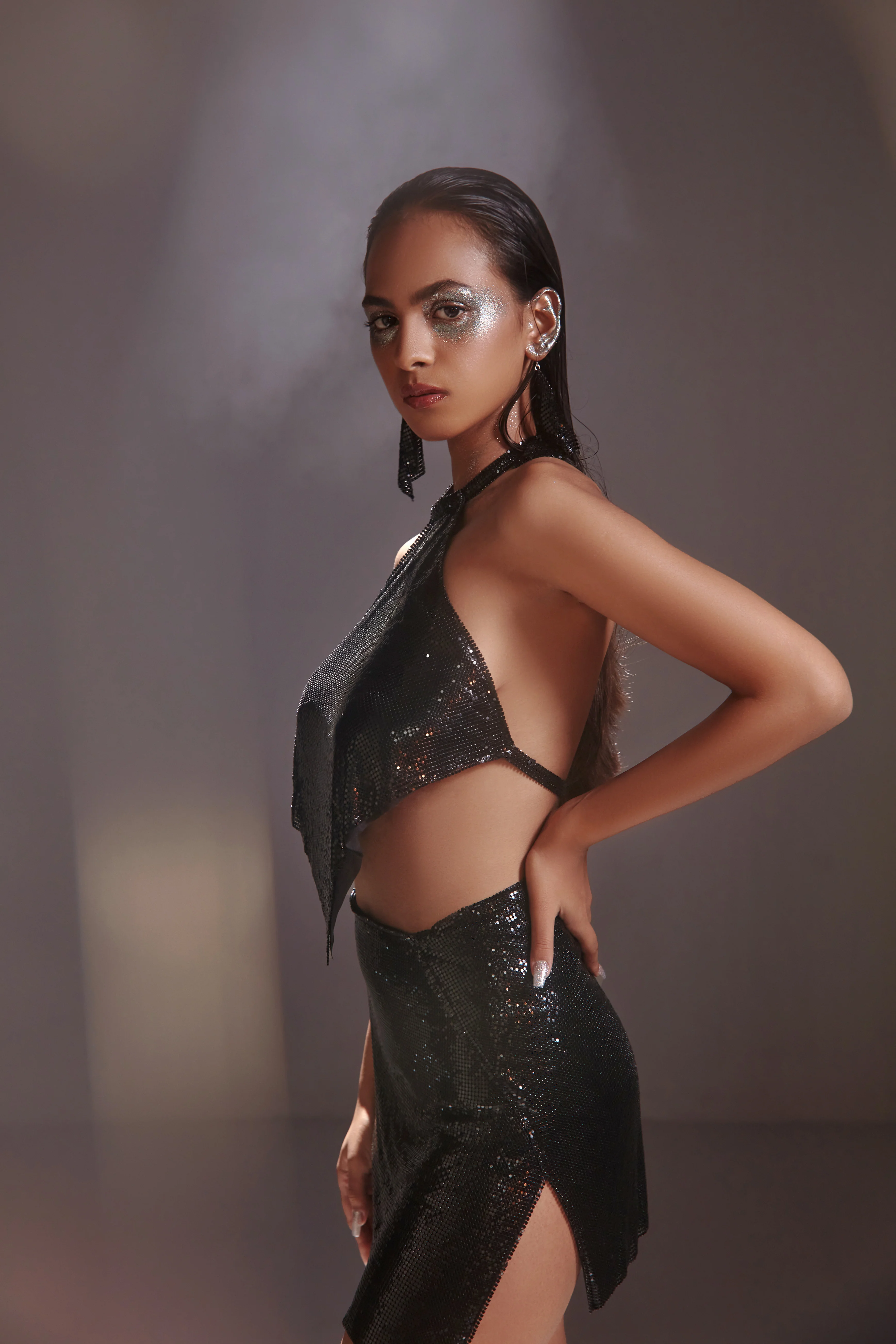 Metallic Chainmail Choker Top - Image 2