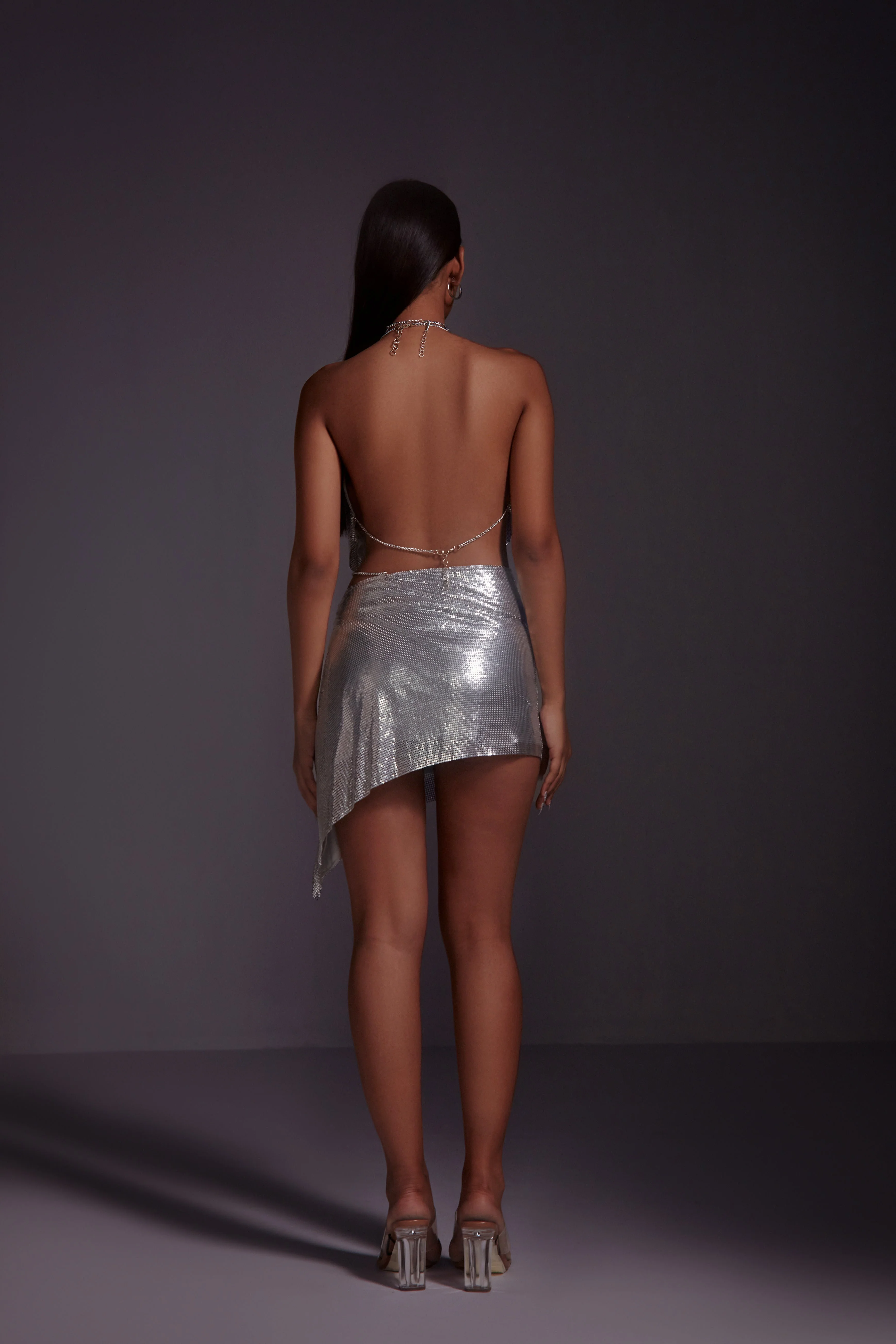 Silver Chainmail Top and Wrap Skirt Set - Image 2