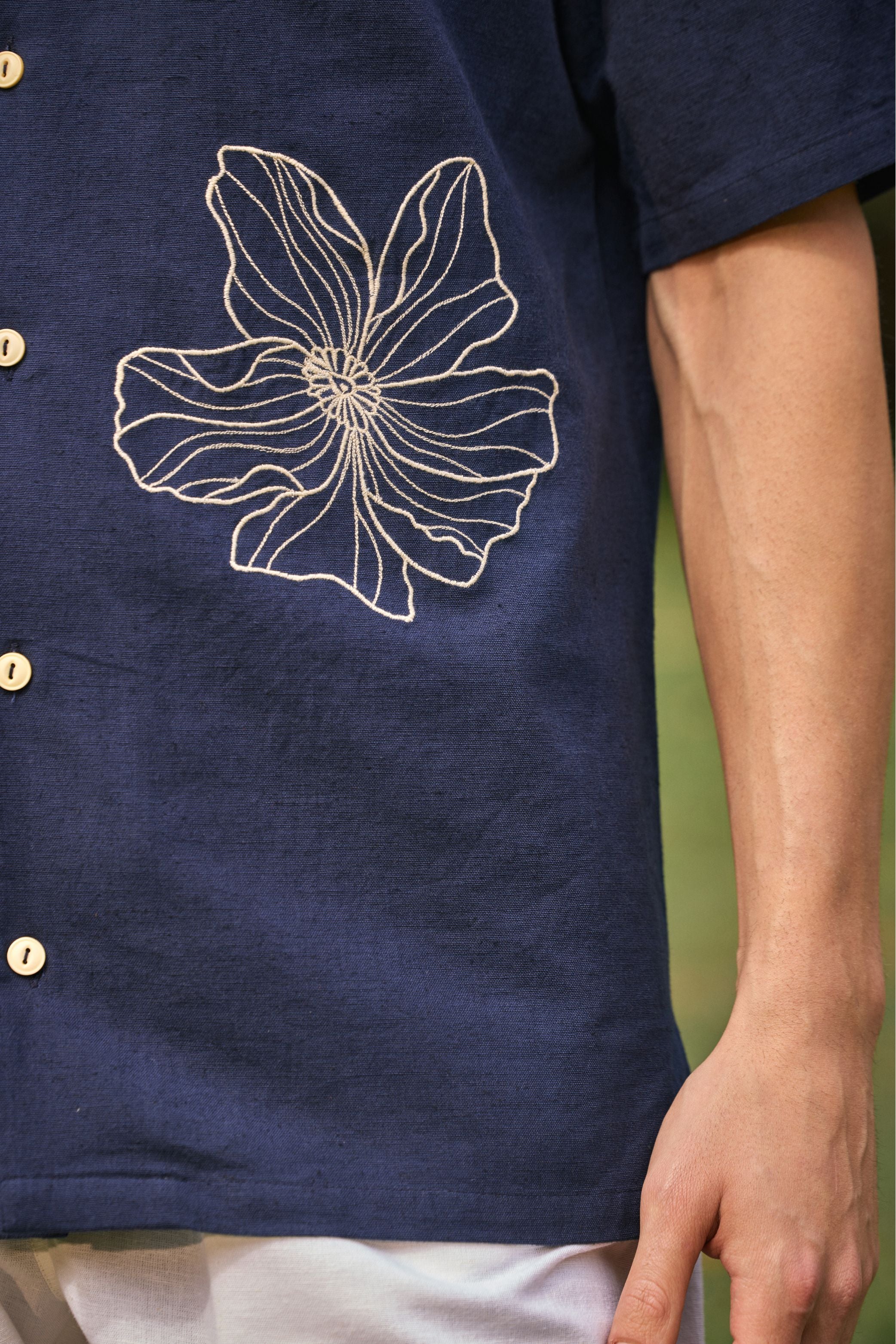 Midnight Blue Embroidered Shirt - Image 3