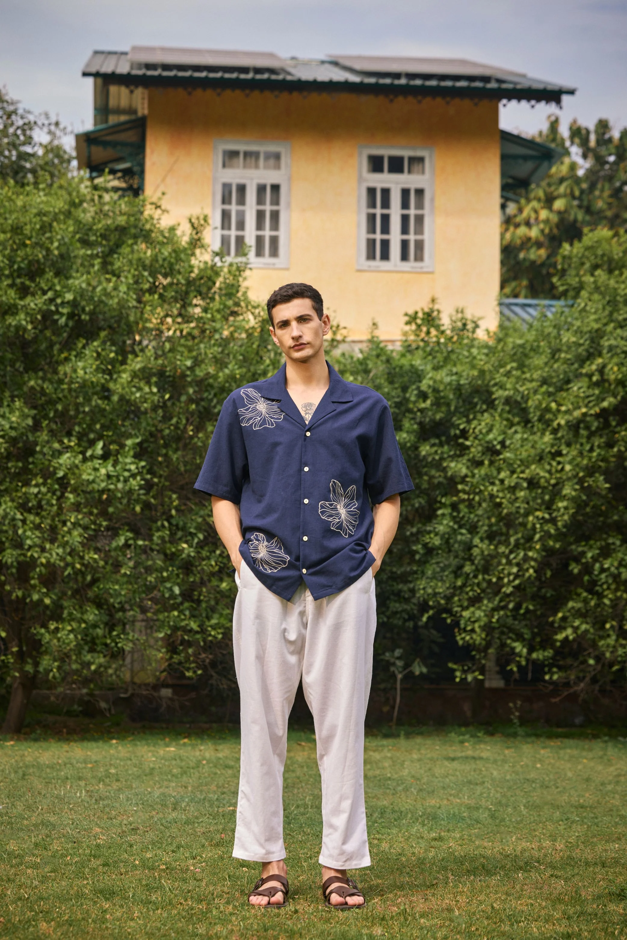 Midnight Blue Embroidered Shirt - Image 6