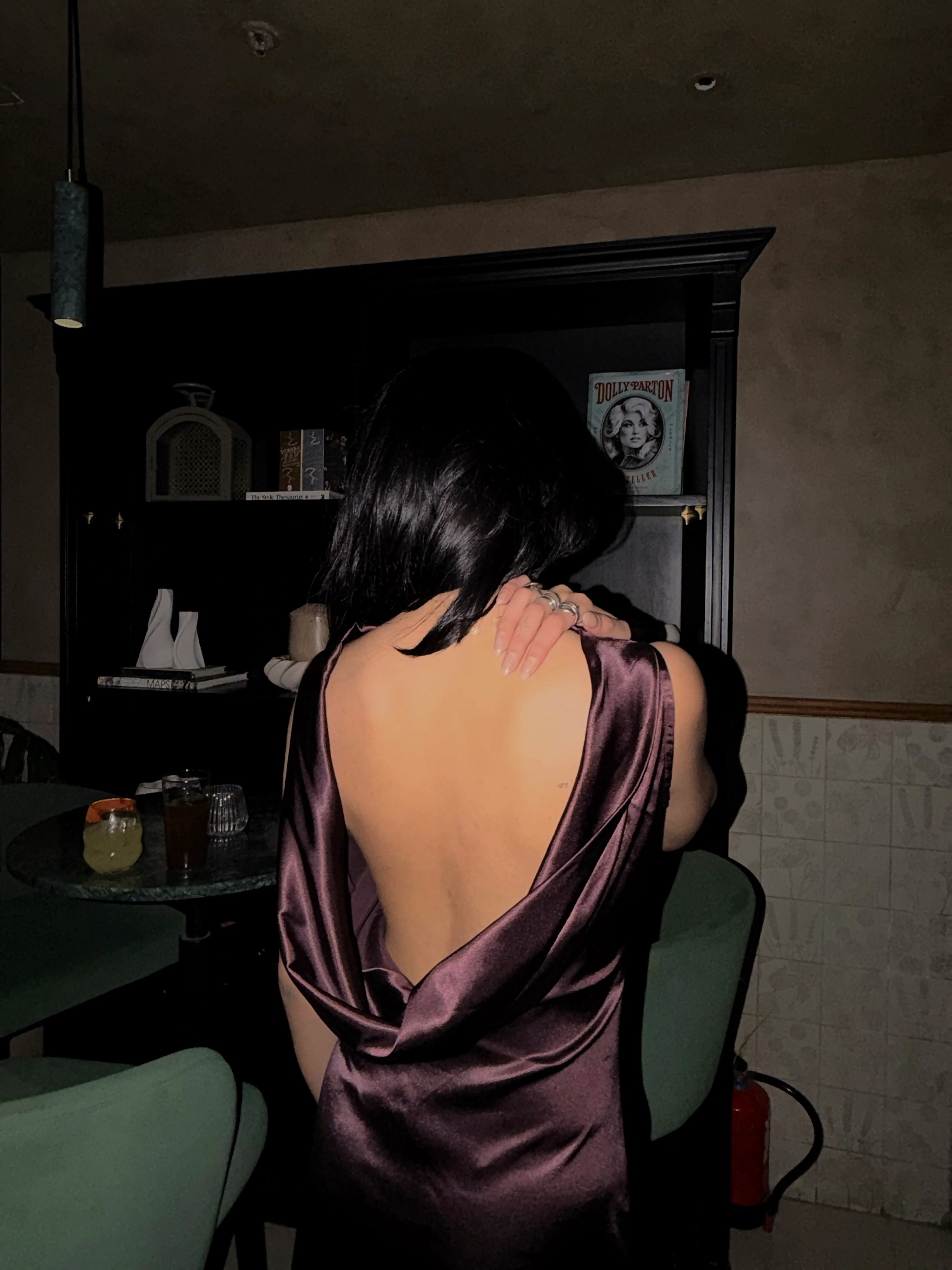 Midnight Plum Cowl Back Satin Maxi Dress - Image 7