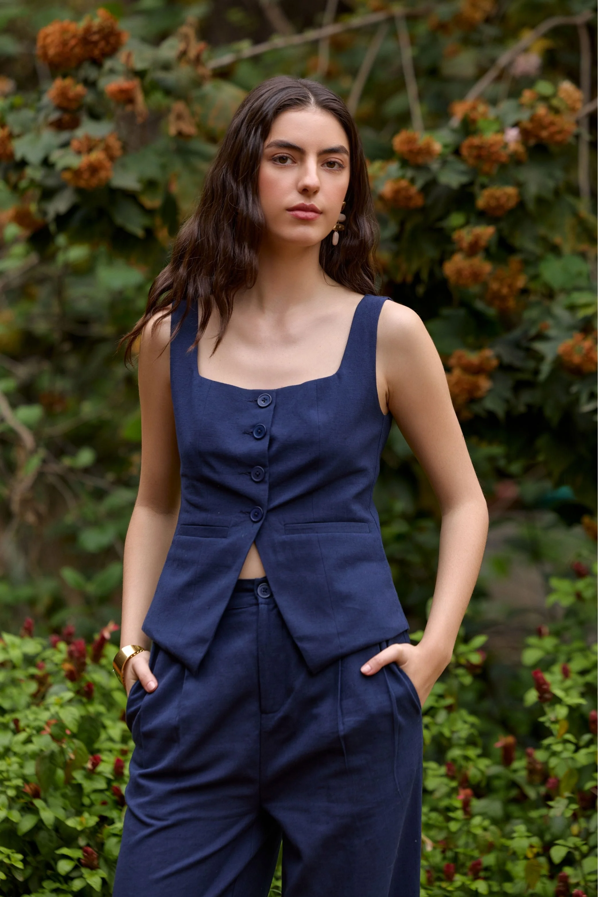 Navy Blue Tailored Waistcoat - Image 3