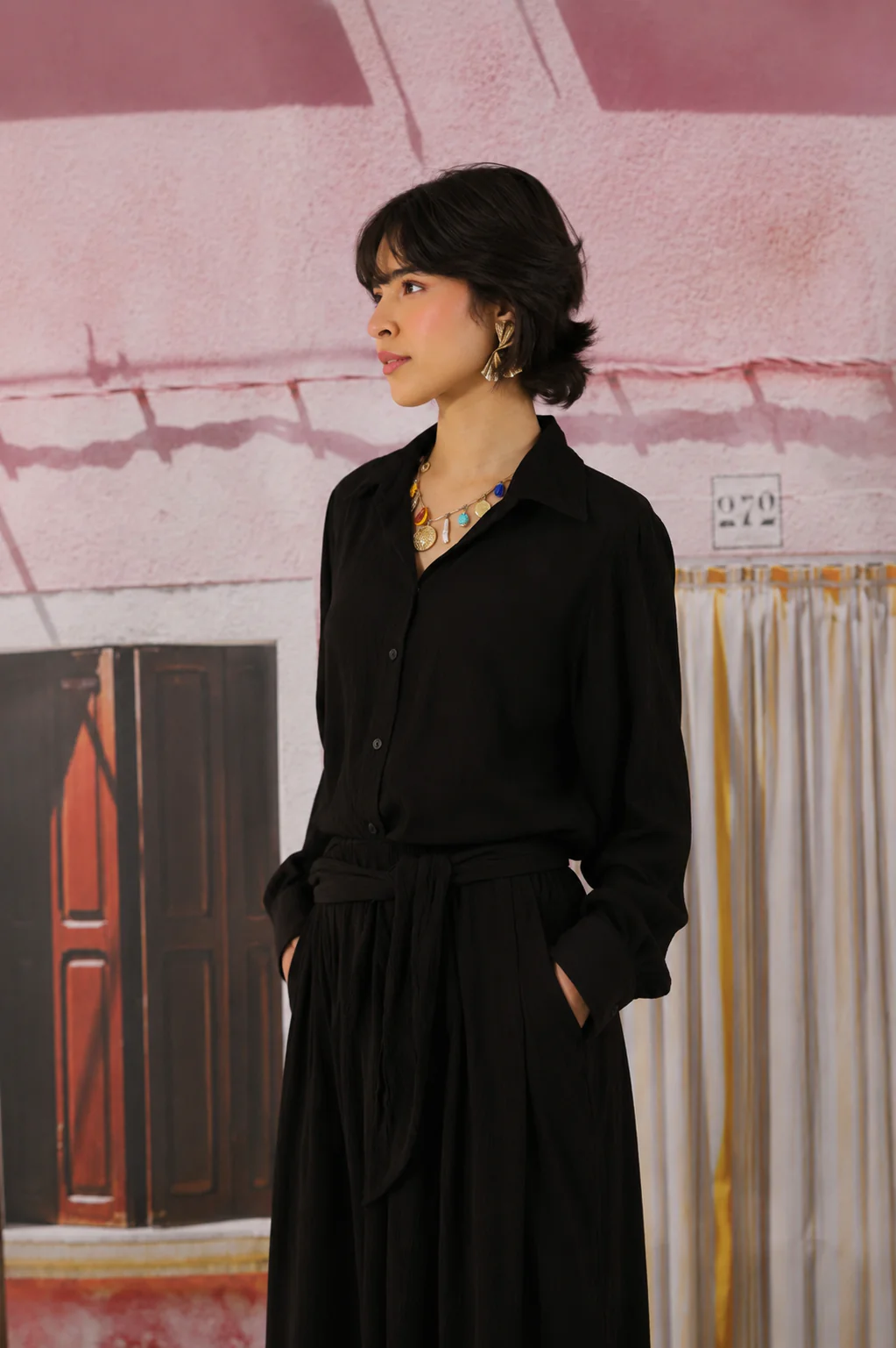 Noir Drape Shirt - Image 2