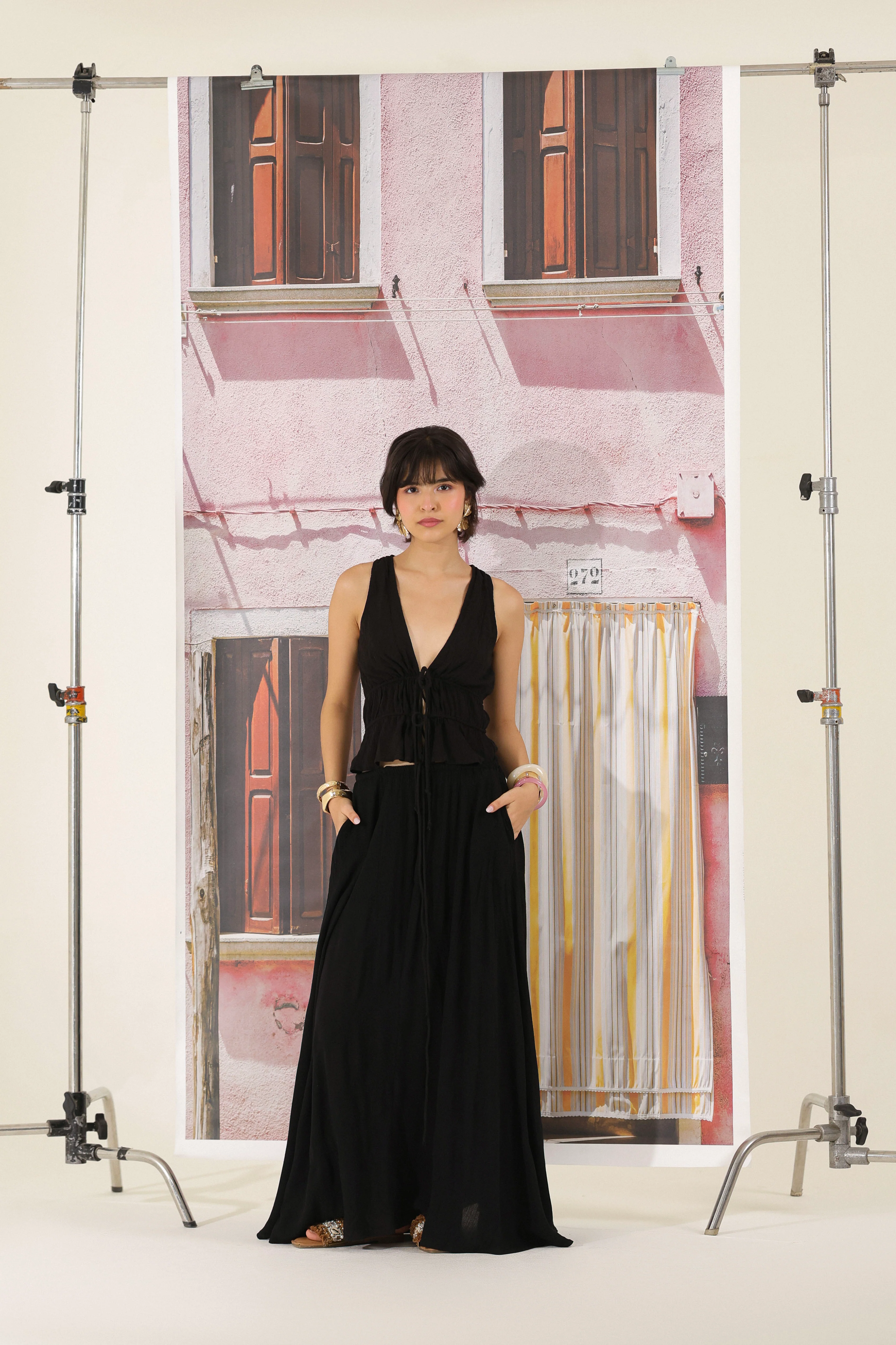 Noir Flared Maxi Skirt