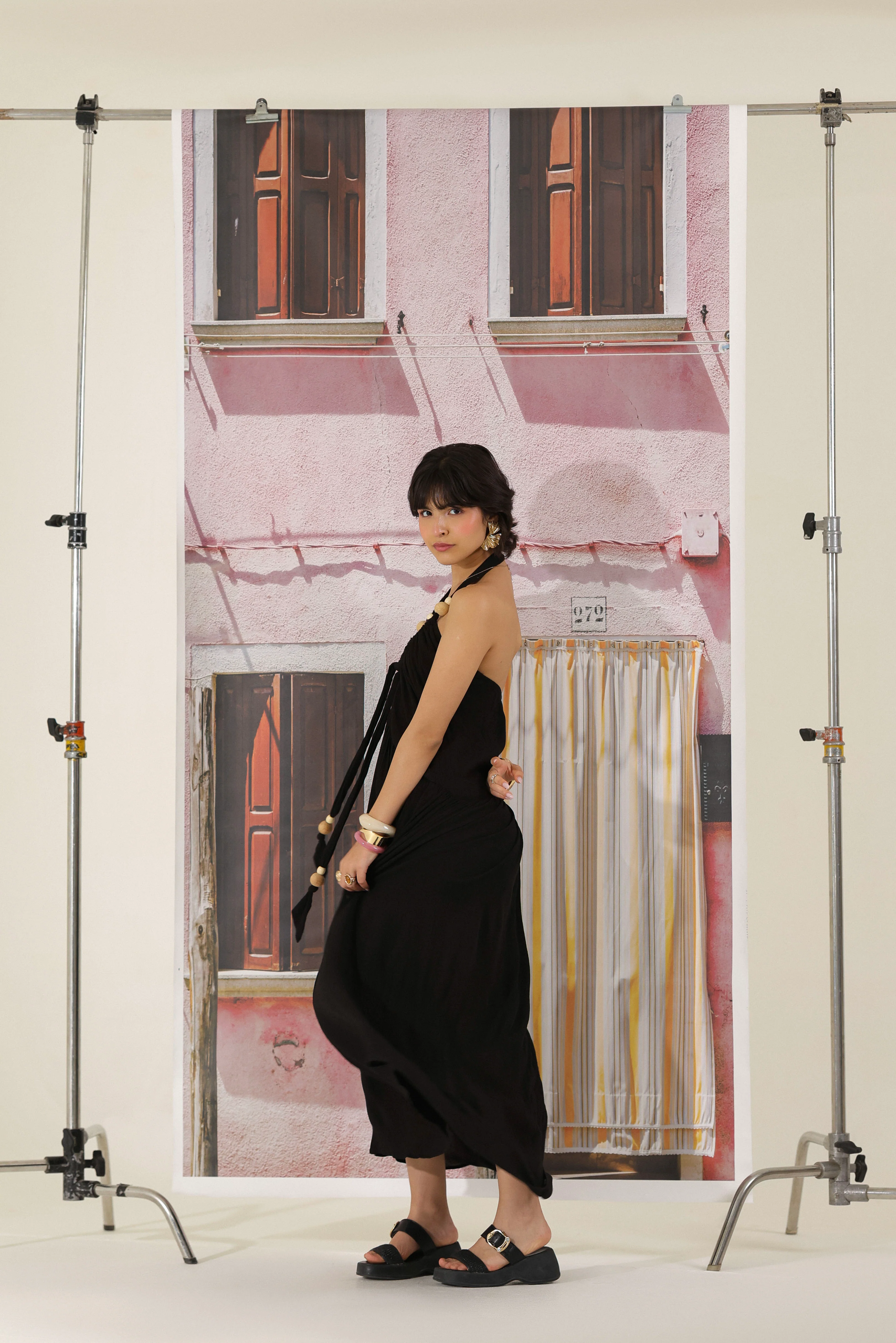 Noir Muse Halter Maxi Dress - Image 2