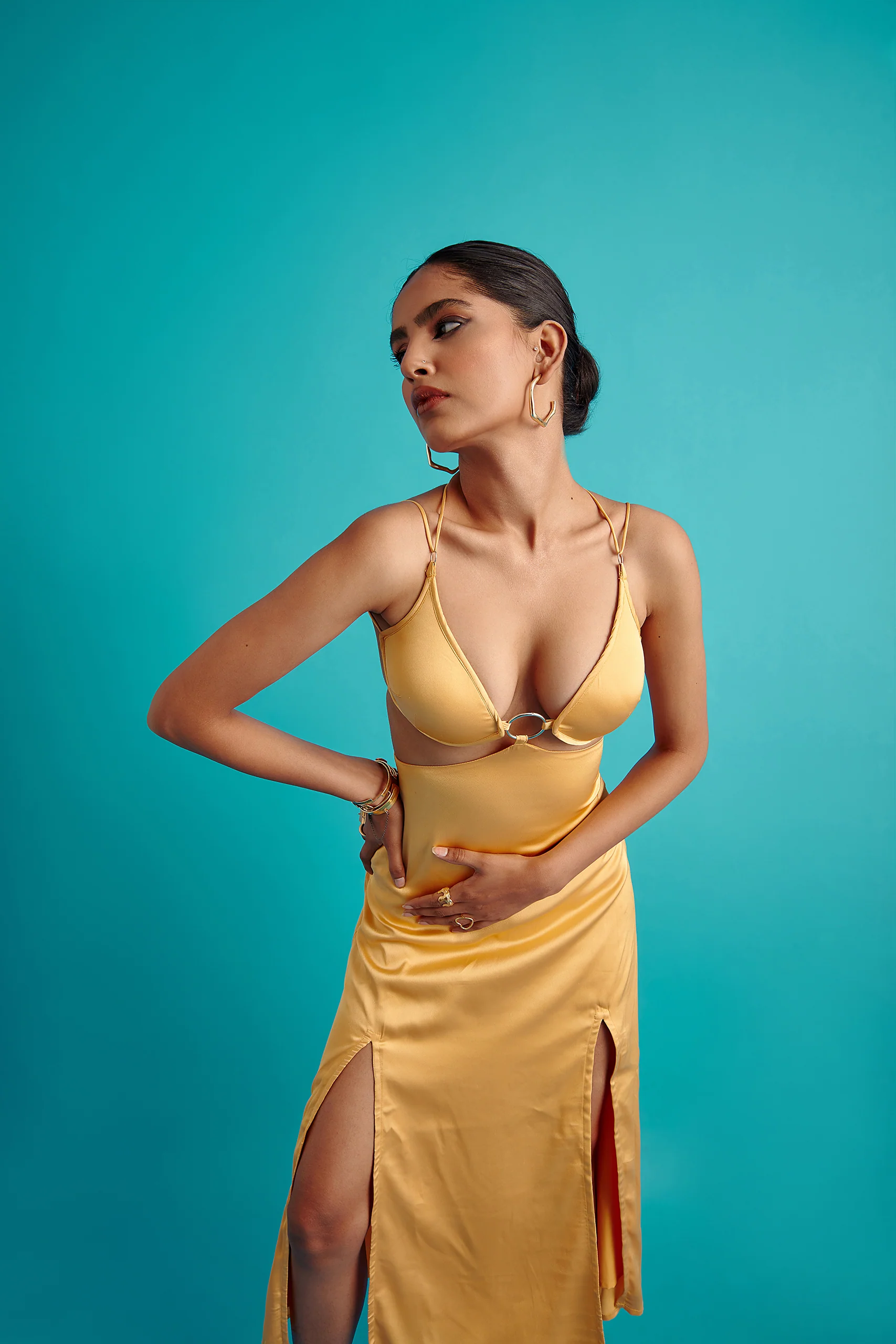 O-Ring Satin Slip Dress - Image 3