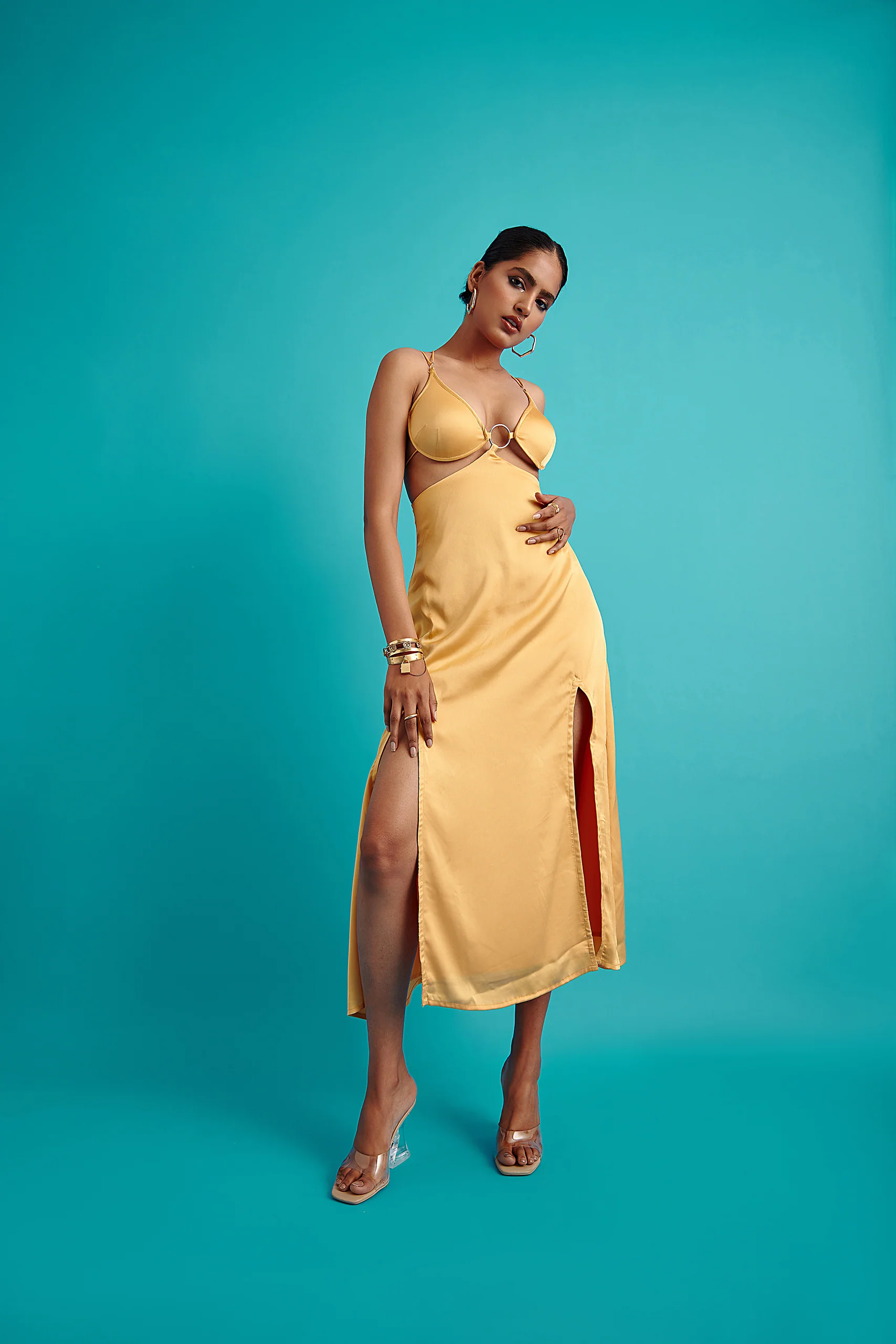 O-Ring Satin Slip Dress - Image 5