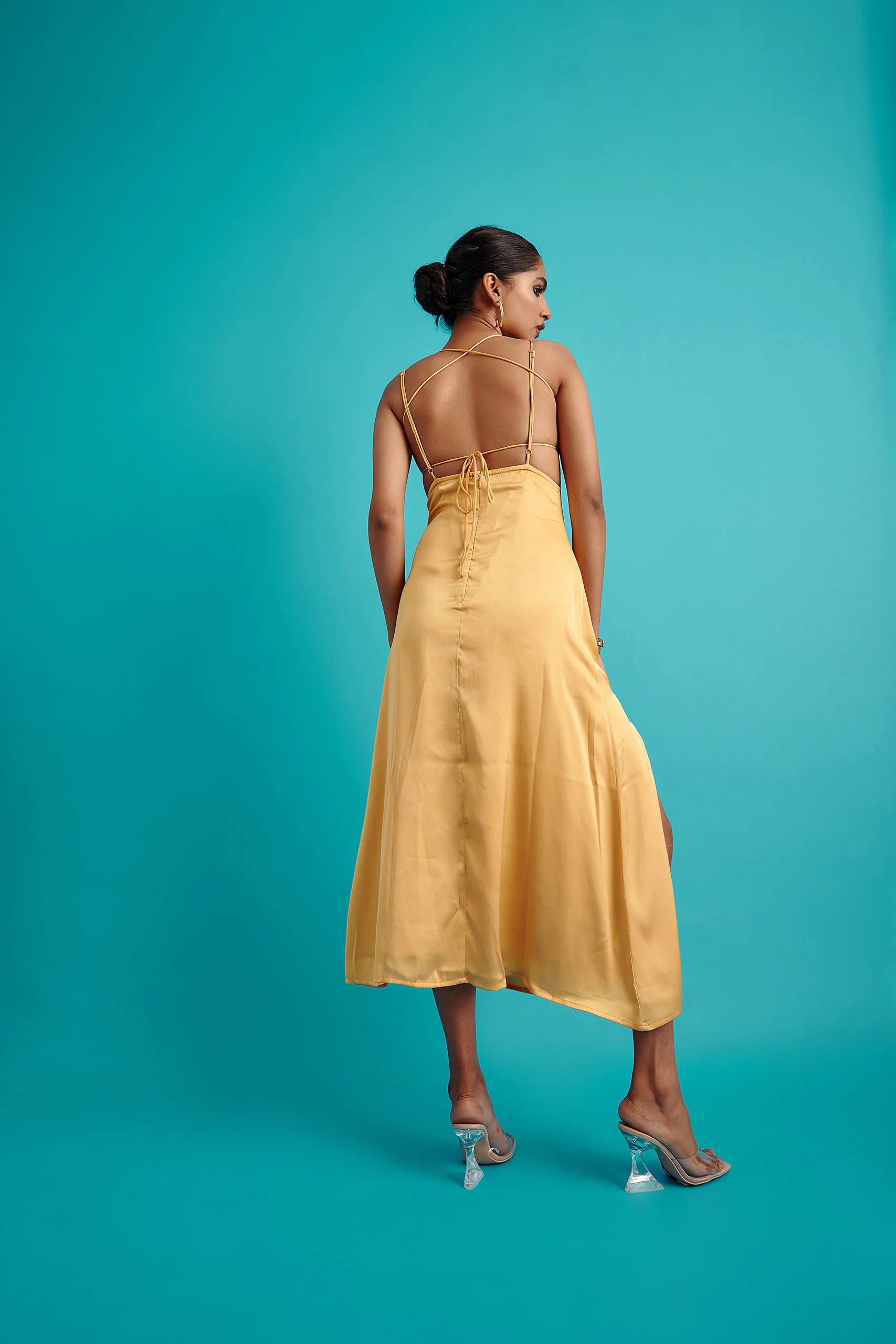 O-Ring Satin Slip Dress - Image 7