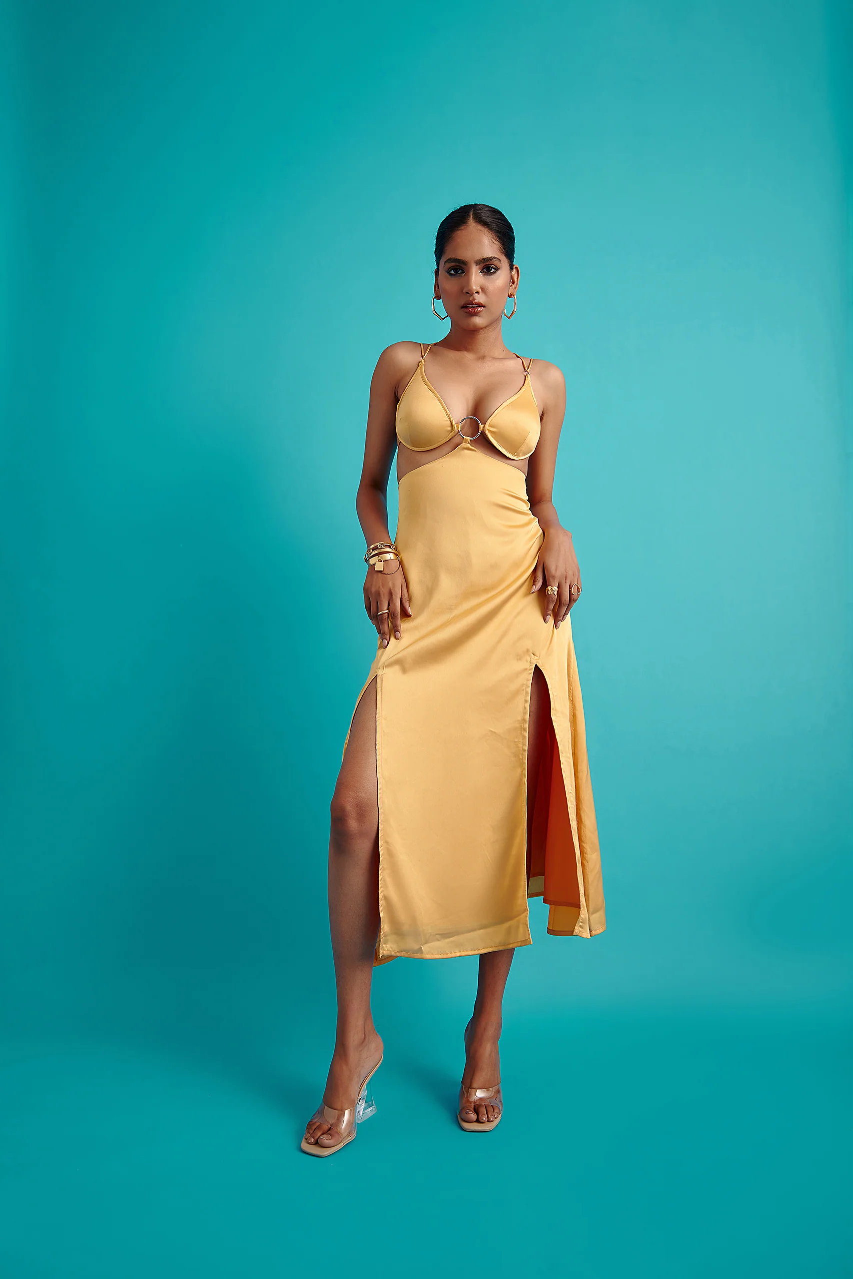O-Ring Satin Slip Dress - Image 8