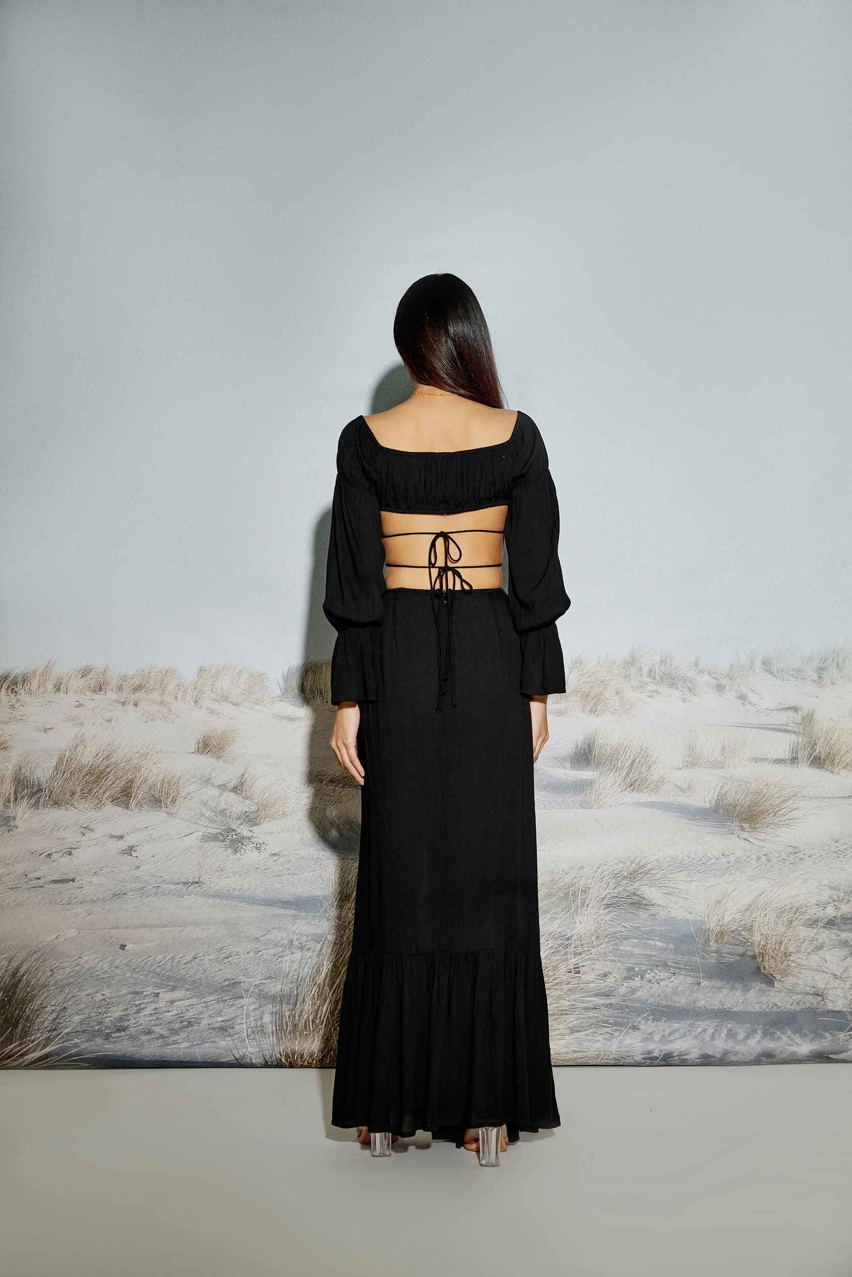 Off Shoulder Crop Top with Crossover Drawstring Detail - Image 5