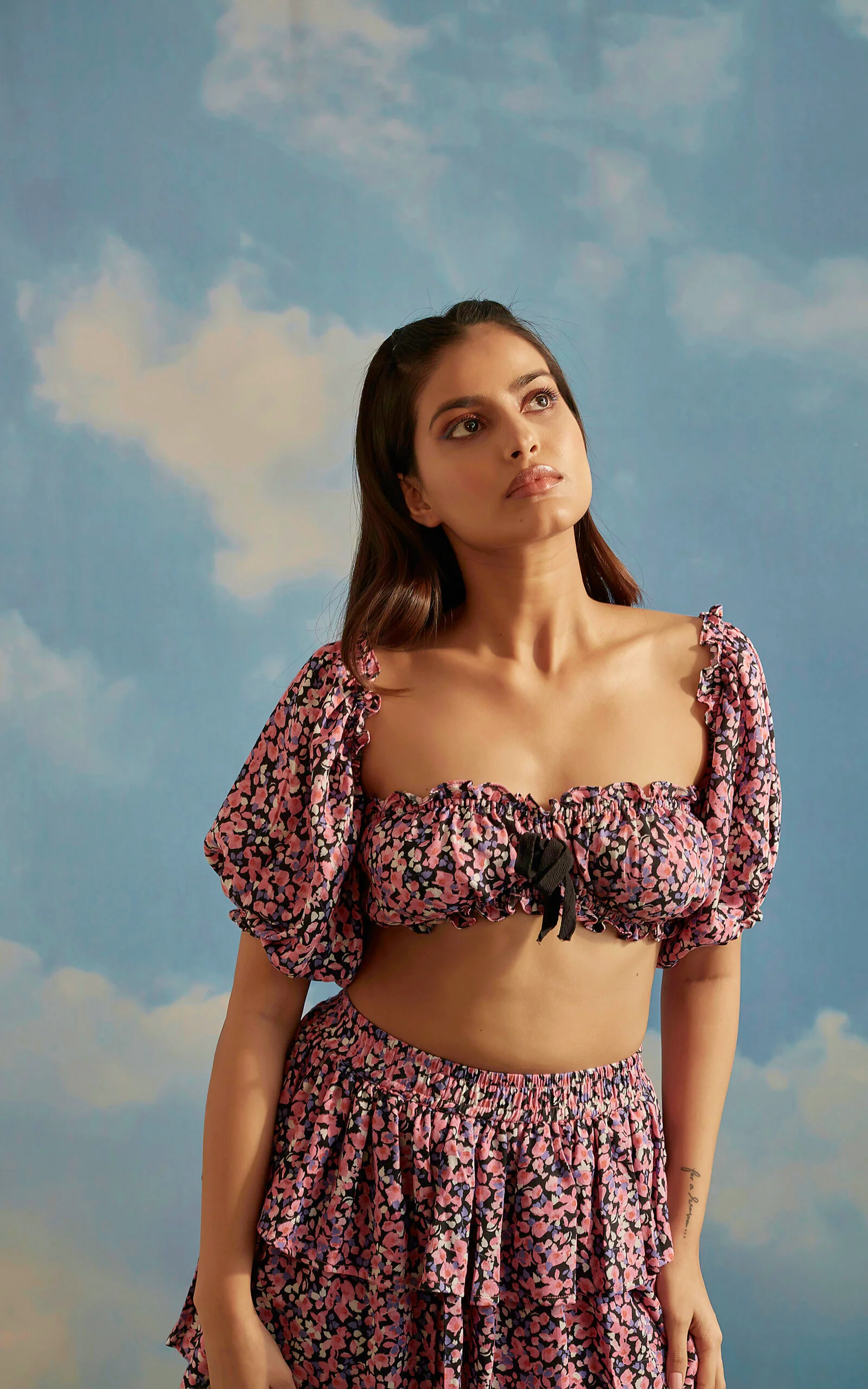 Off Shoulder Puff Sleeves Floral Print Top - Image 4