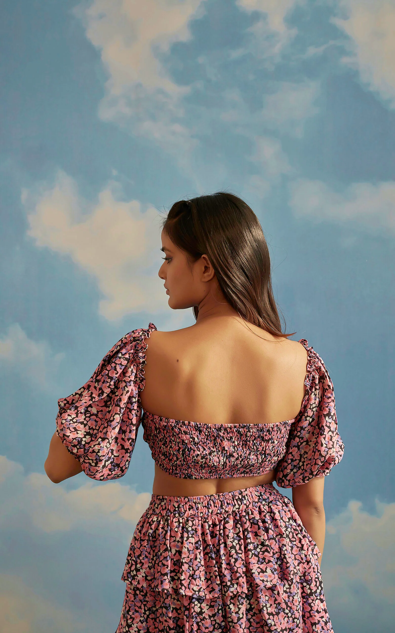 Off Shoulder Puff Sleeves Floral Print Top - Image 5