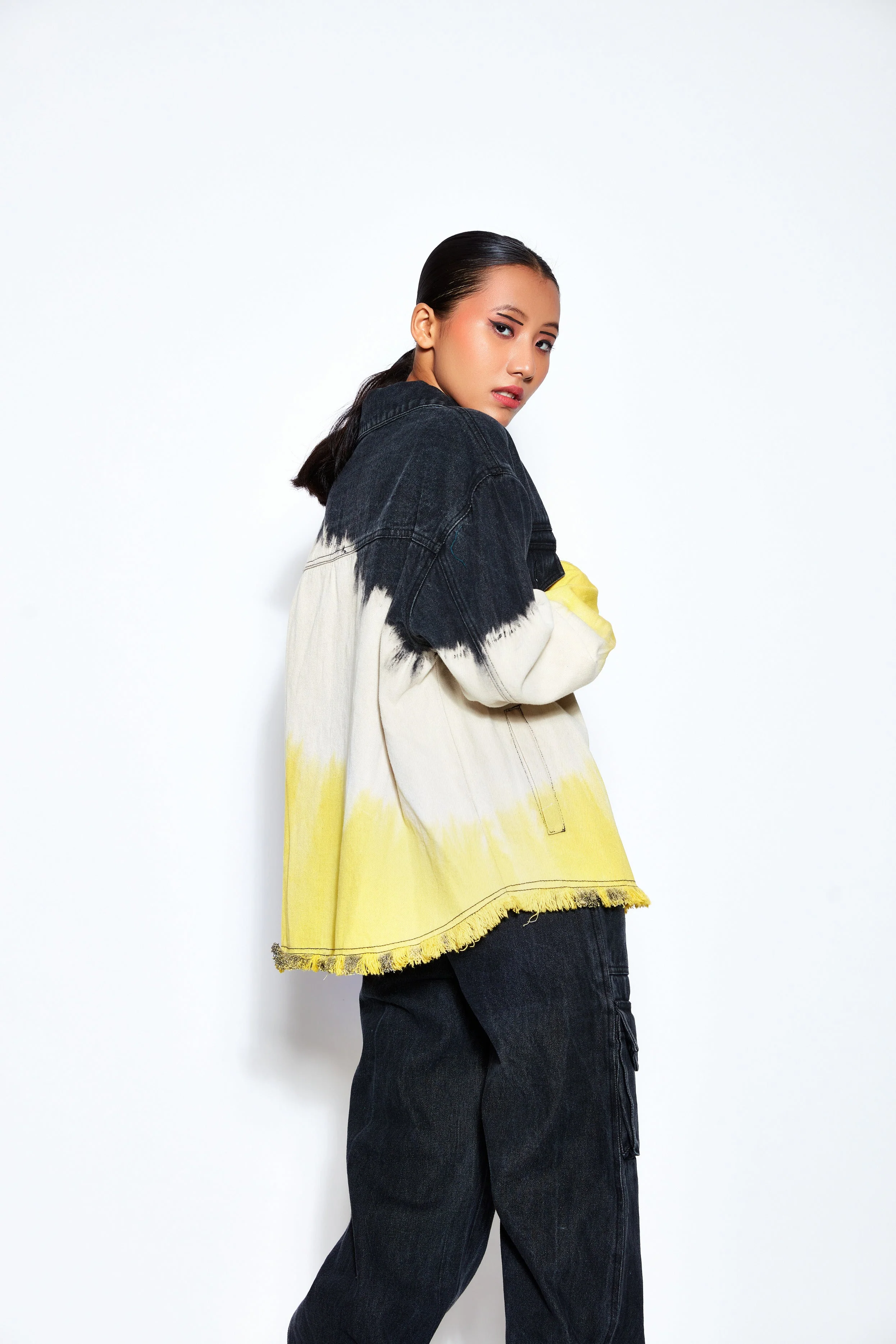 Ombre Denim Jacket -Yellow - Image 3