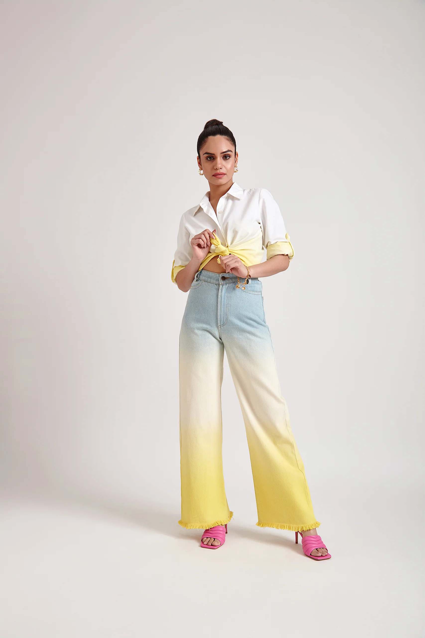 Yellow Ombre Denim Jeans(Double Colors) - Image 4