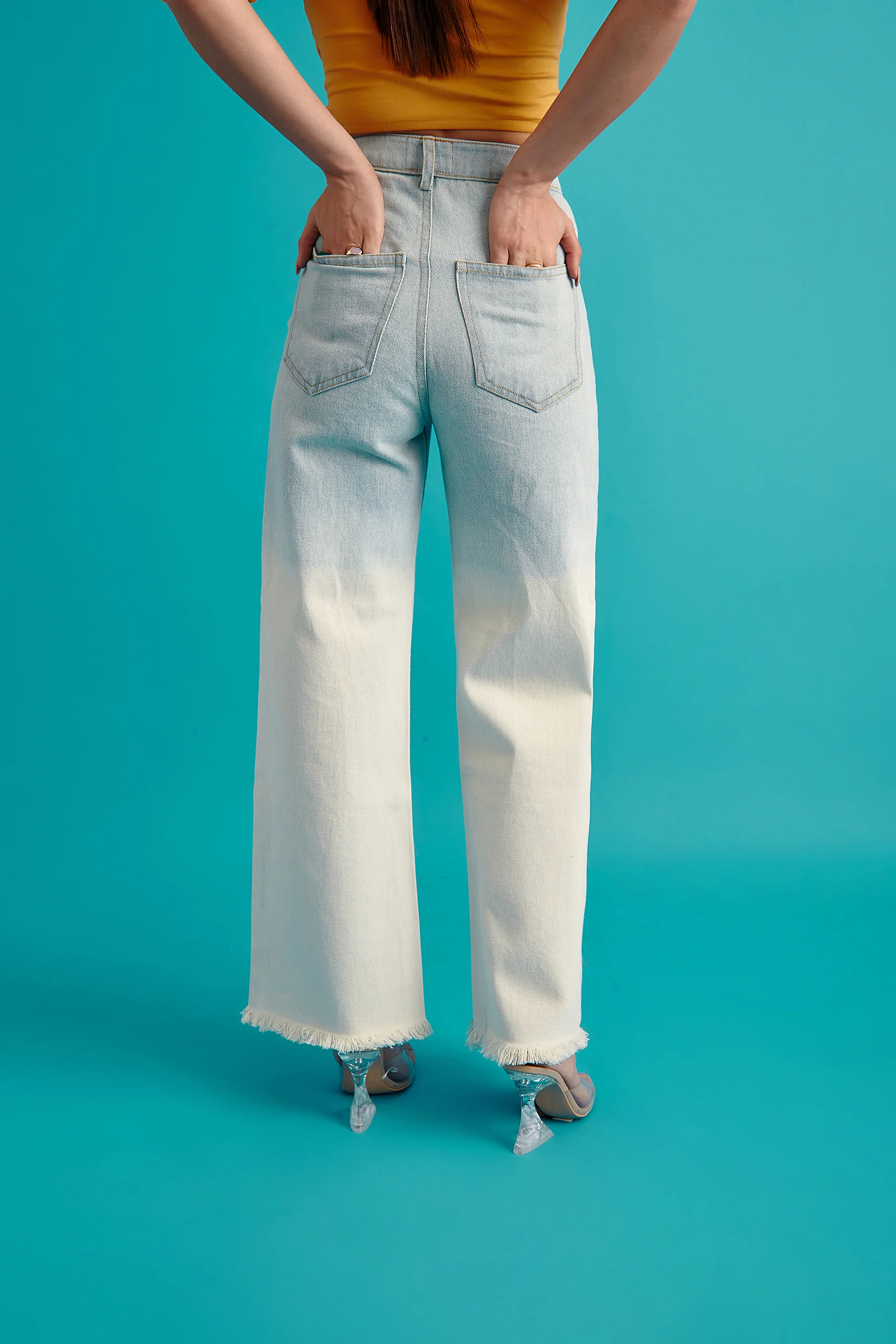 White Ombre Denim Jeans(Single Color) - Image 4