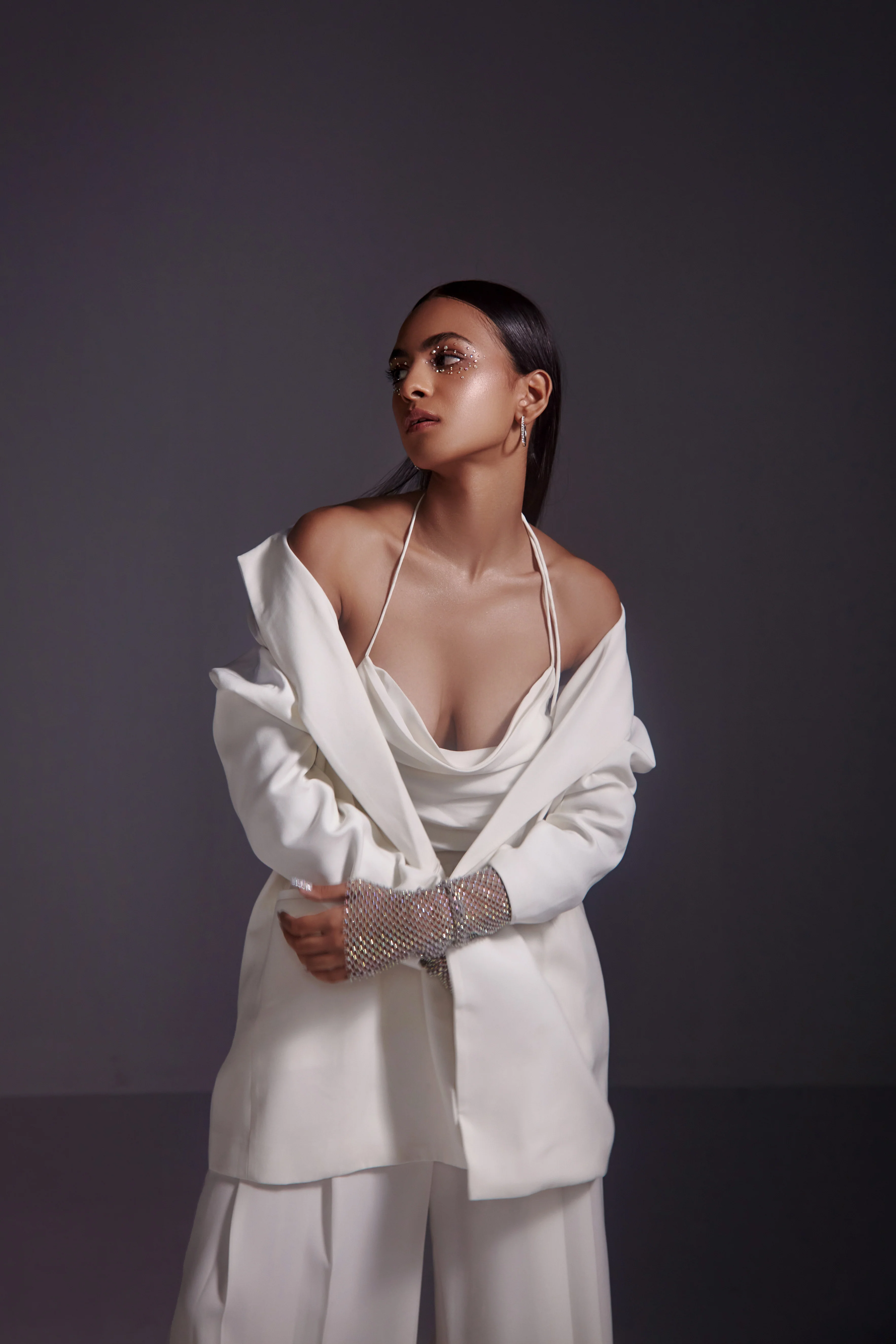 Oversized Double Breasted Blazer-White - Image 3