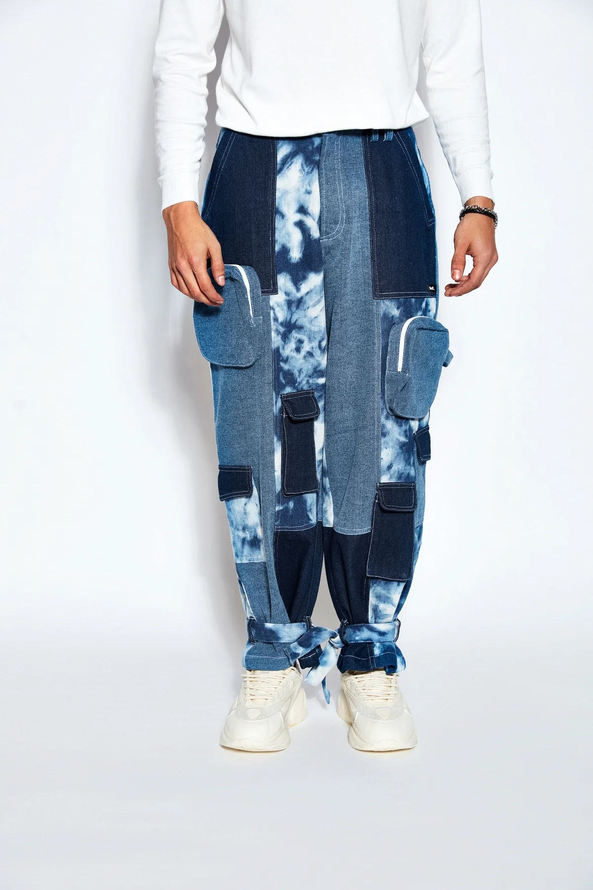 Patchwork Denim Bomber Jacket and Jeans Set - Image 5