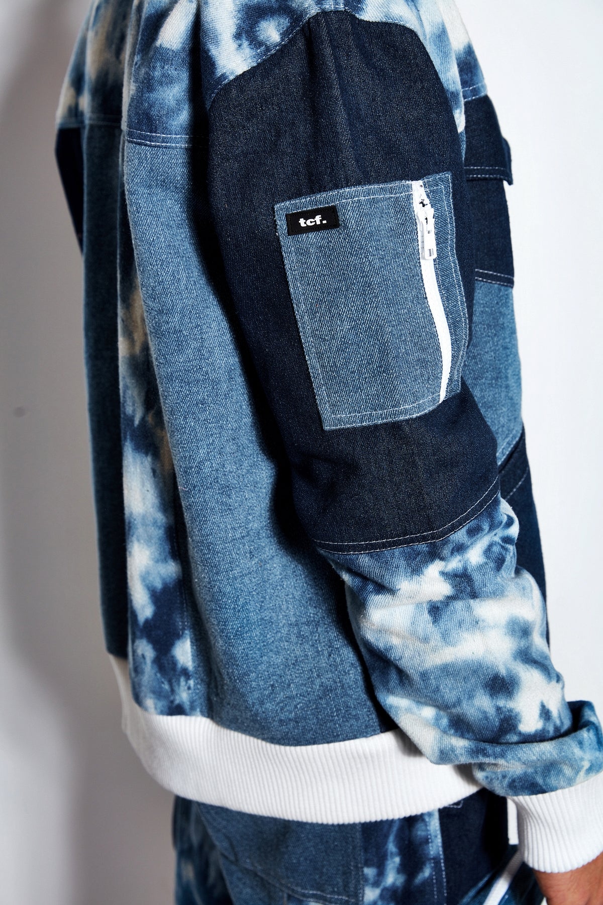 Patchwork Denim Bomber Jacket and Jeans Set - Image 8