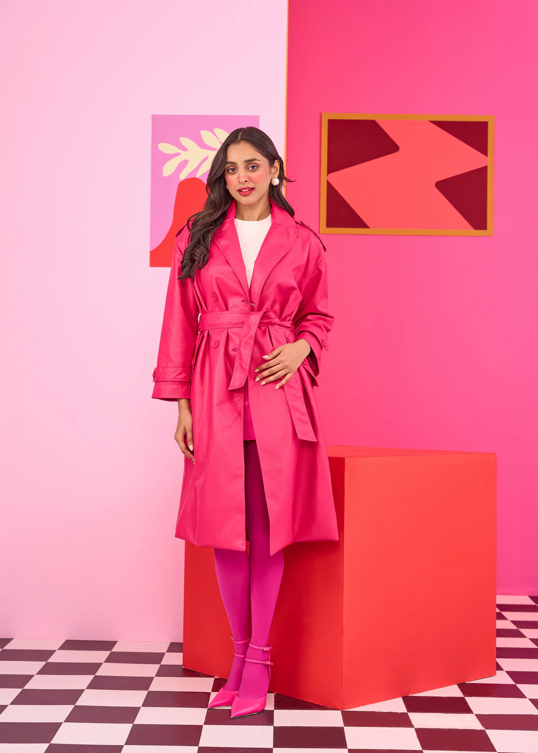 Emily in Paris: Pink Faux Leather Overcoat - Image 2