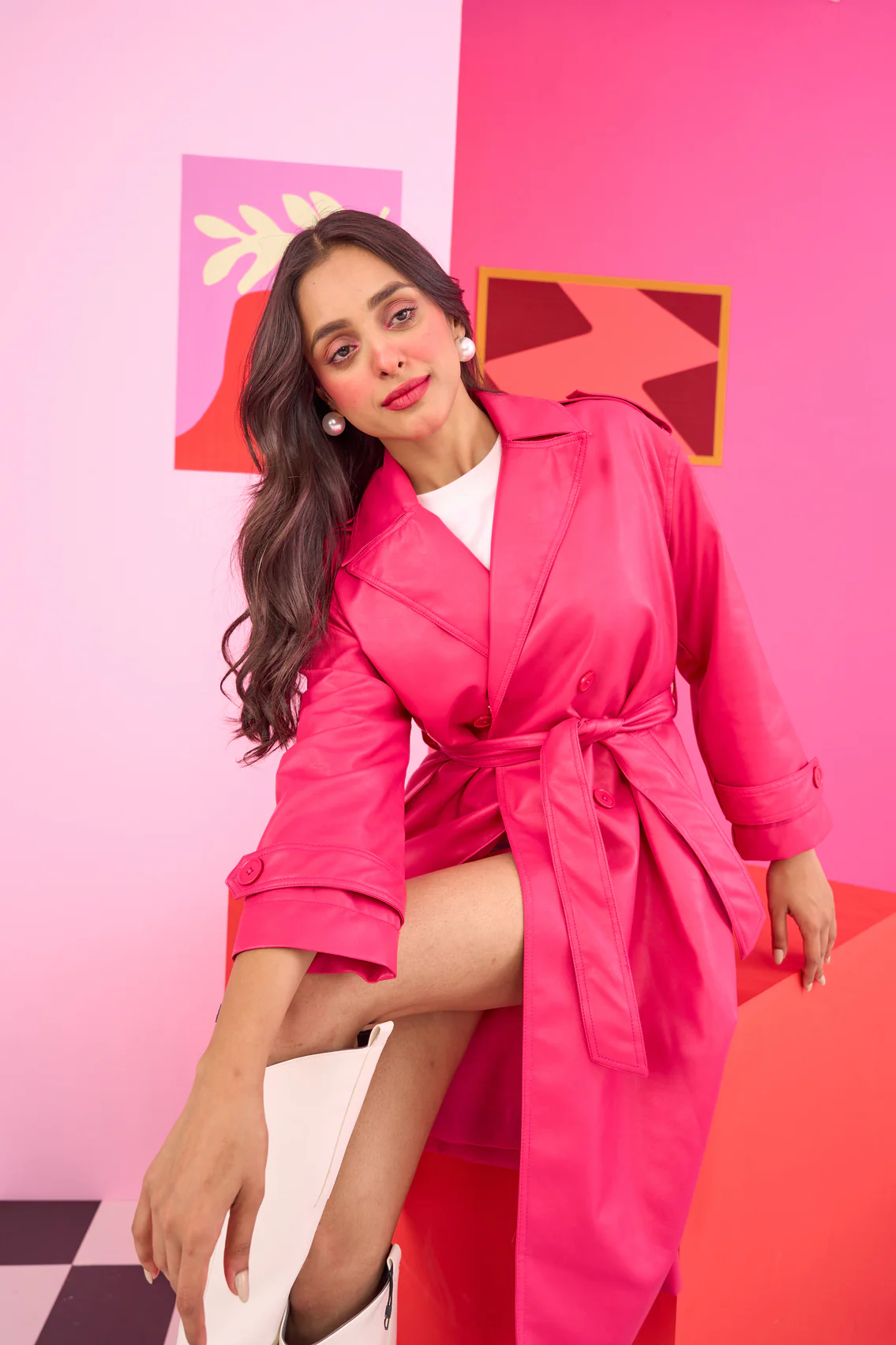 Emily in Paris: Pink Faux Leather Overcoat - Image 6