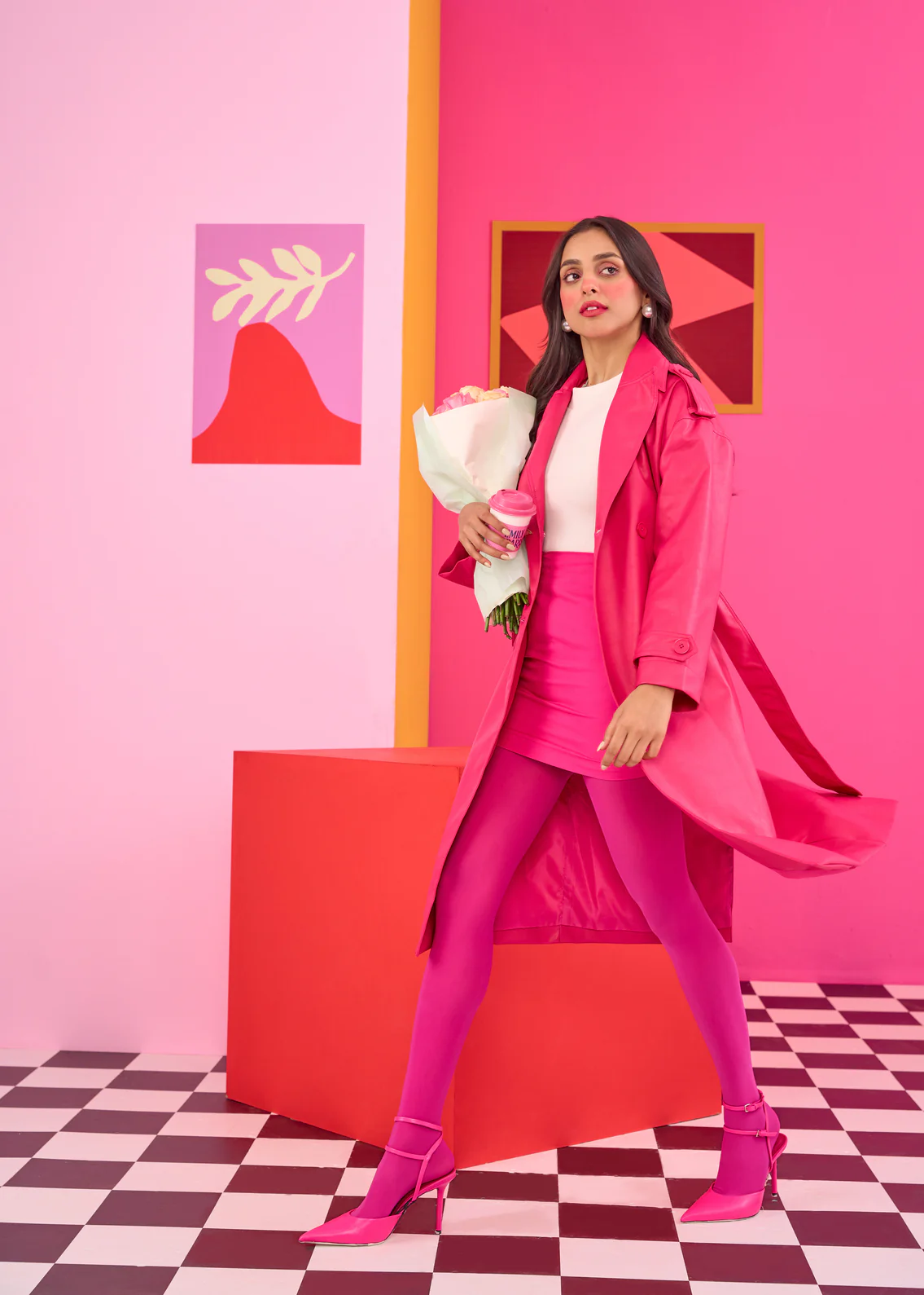 Emily in Paris: Pink Faux Leather Overcoat - Image 7