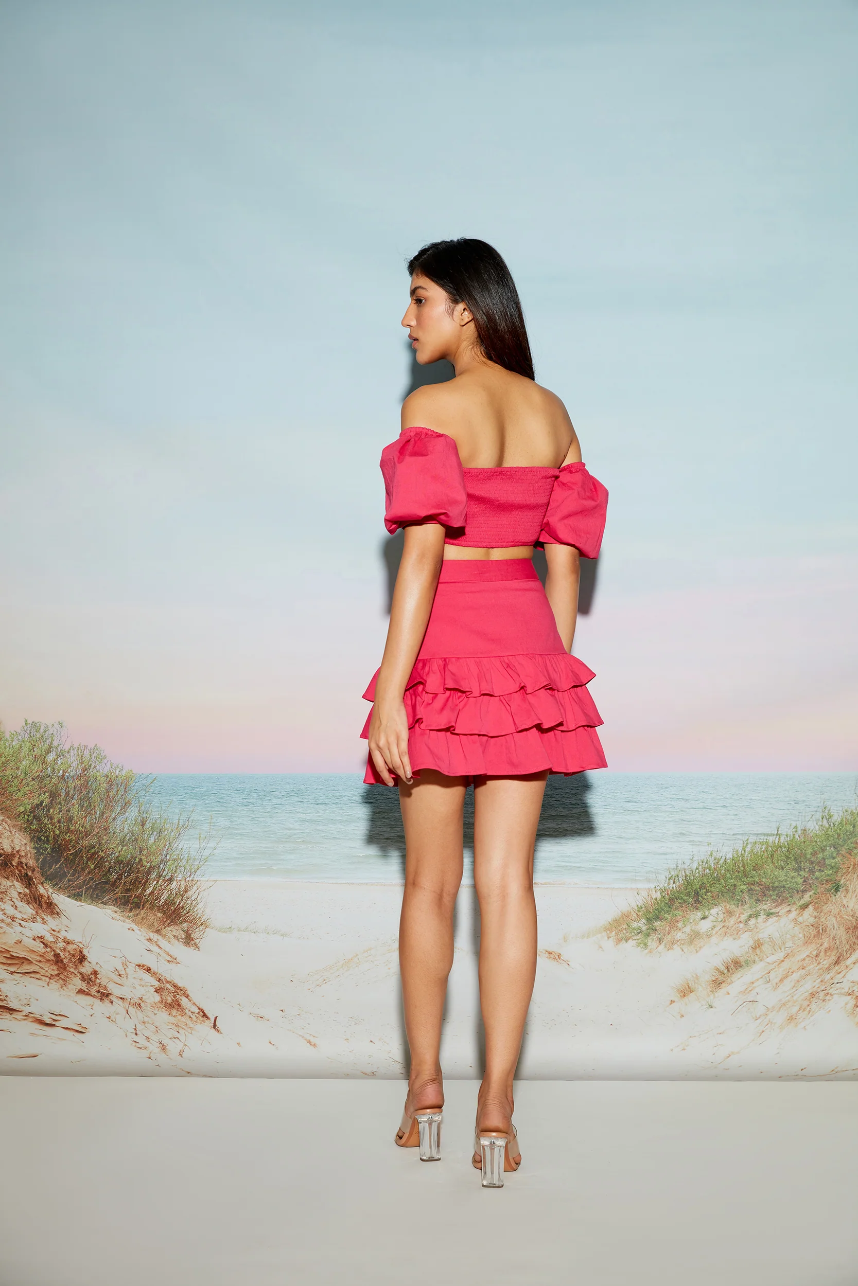 Pink Off Shoulder Bow Top - Image 5