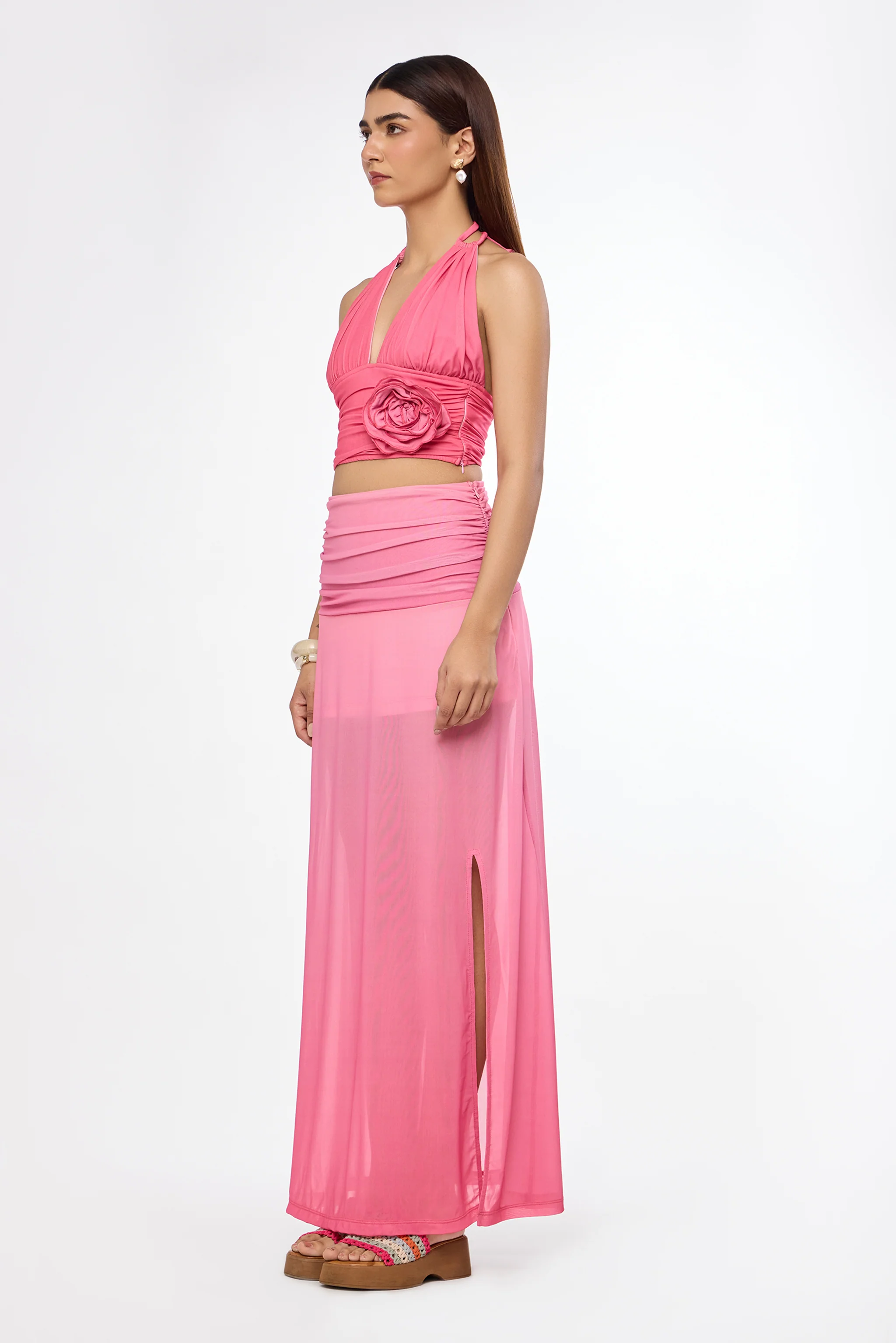 Pink Ombre Sheer Maxi Skirt - Image 3