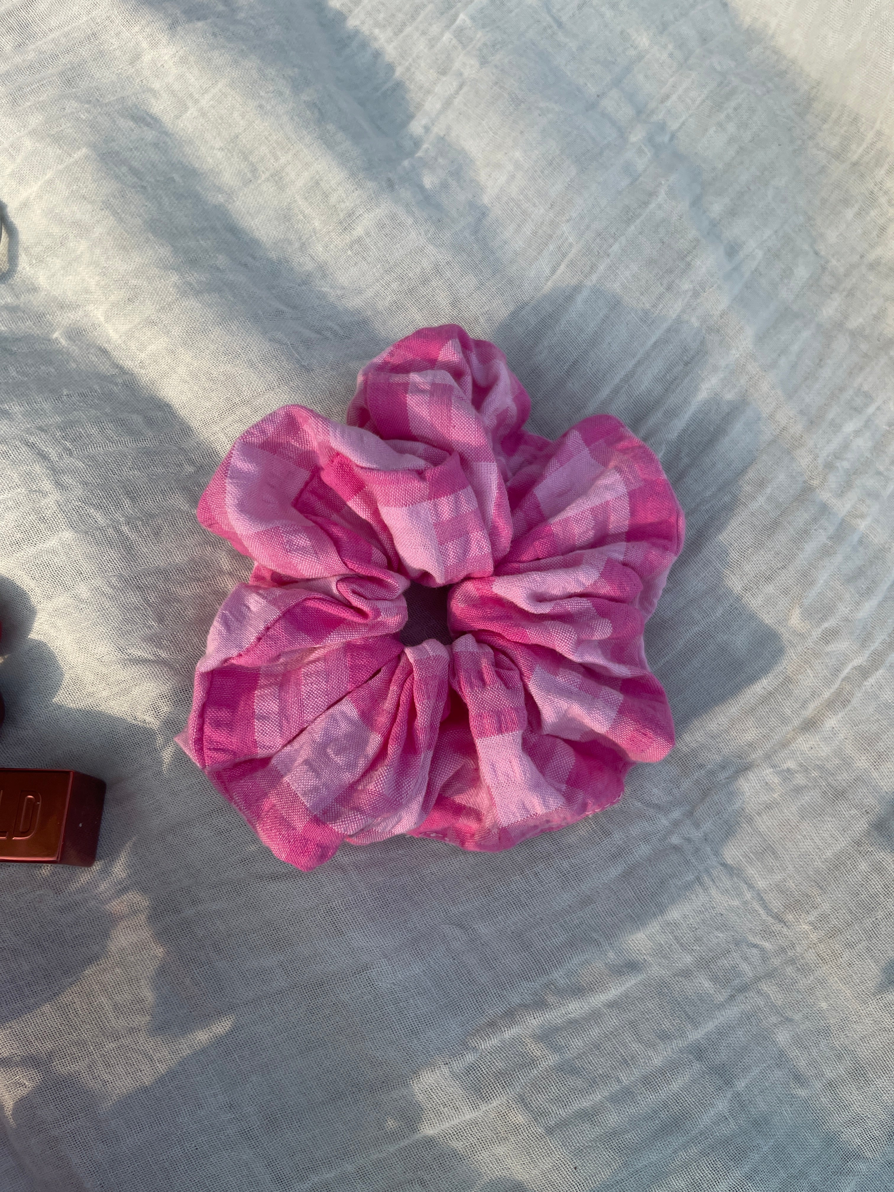 Pink Seersucker Scrunchie - Image 2