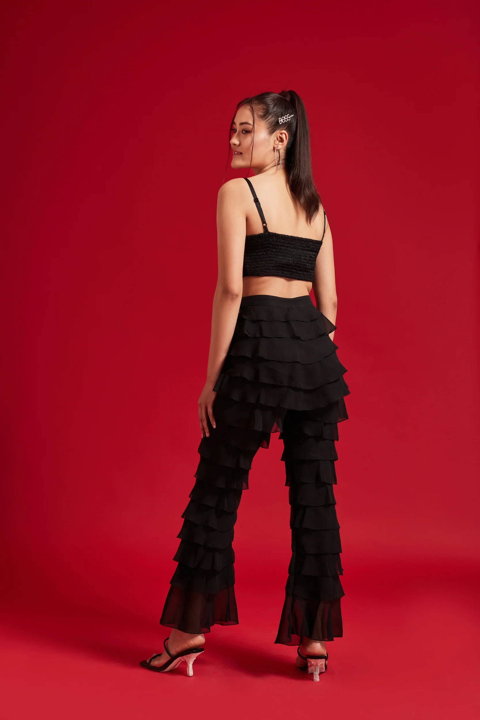 Pleated Top and Ruffles Pant Set - Image 5