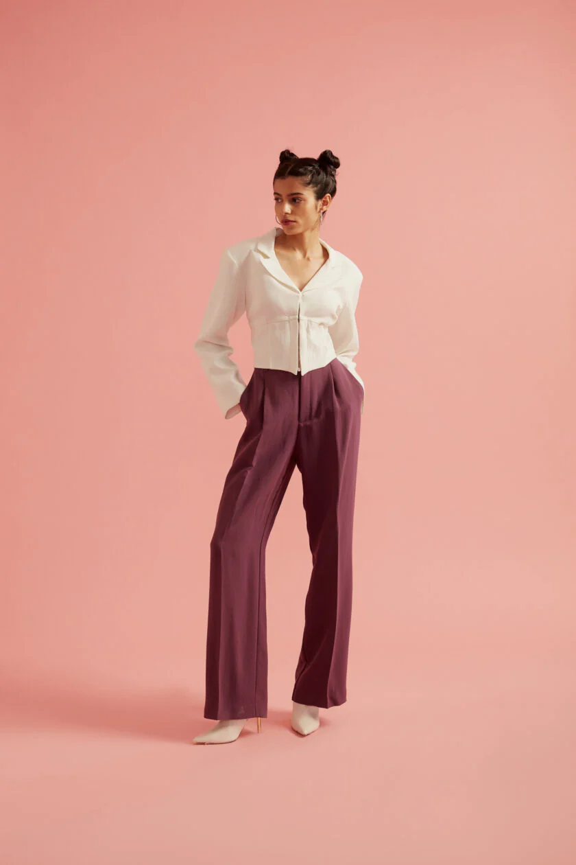 Plunging Front Corset Blazer White Top - Image 3
