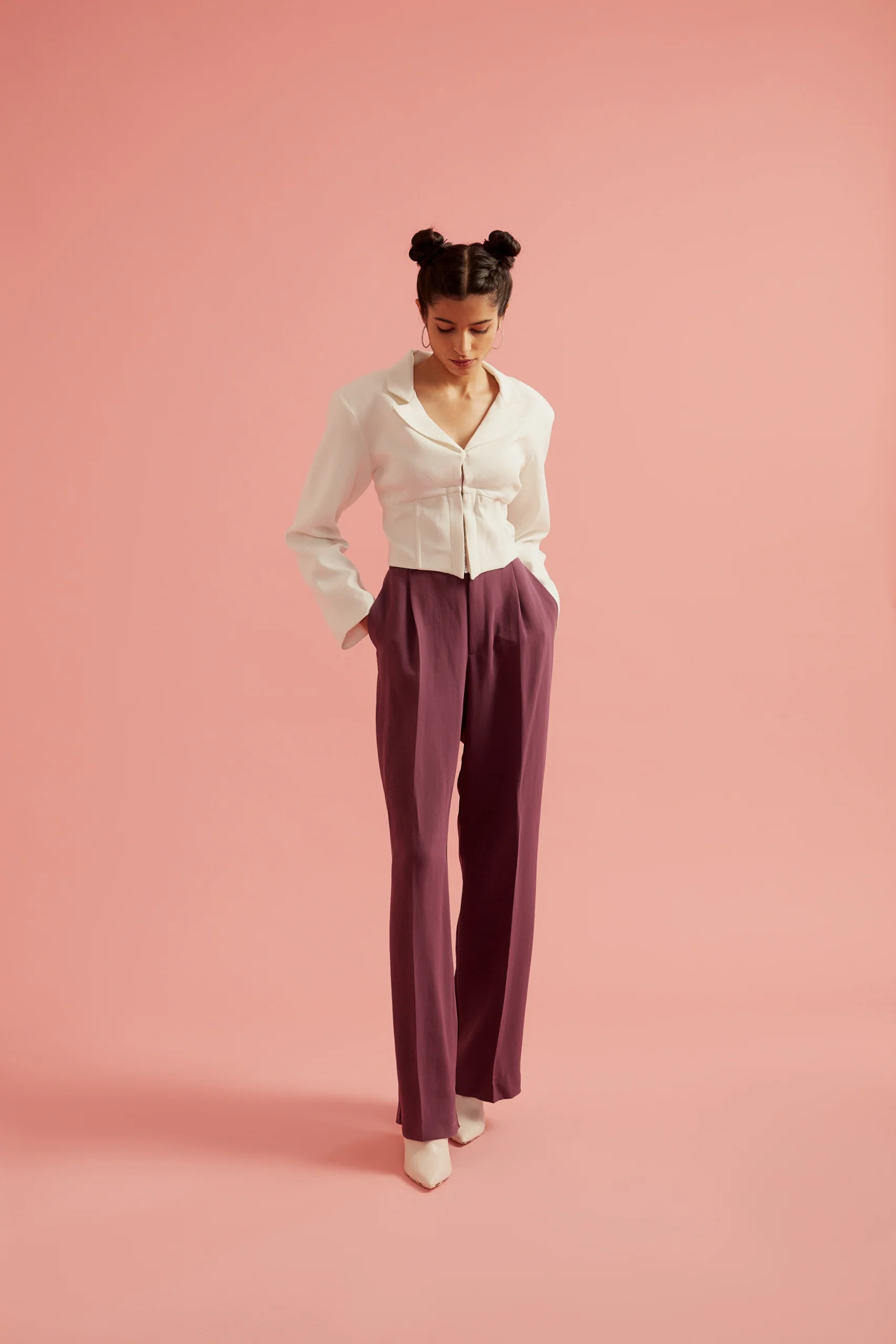 Plunging Front Corset Blazer White Top - Image 4