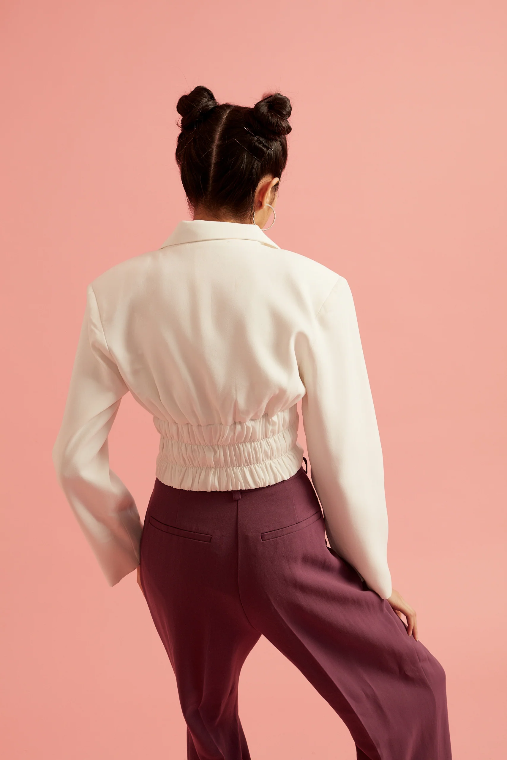 Plunging Front Corset Blazer White Top - Image 5