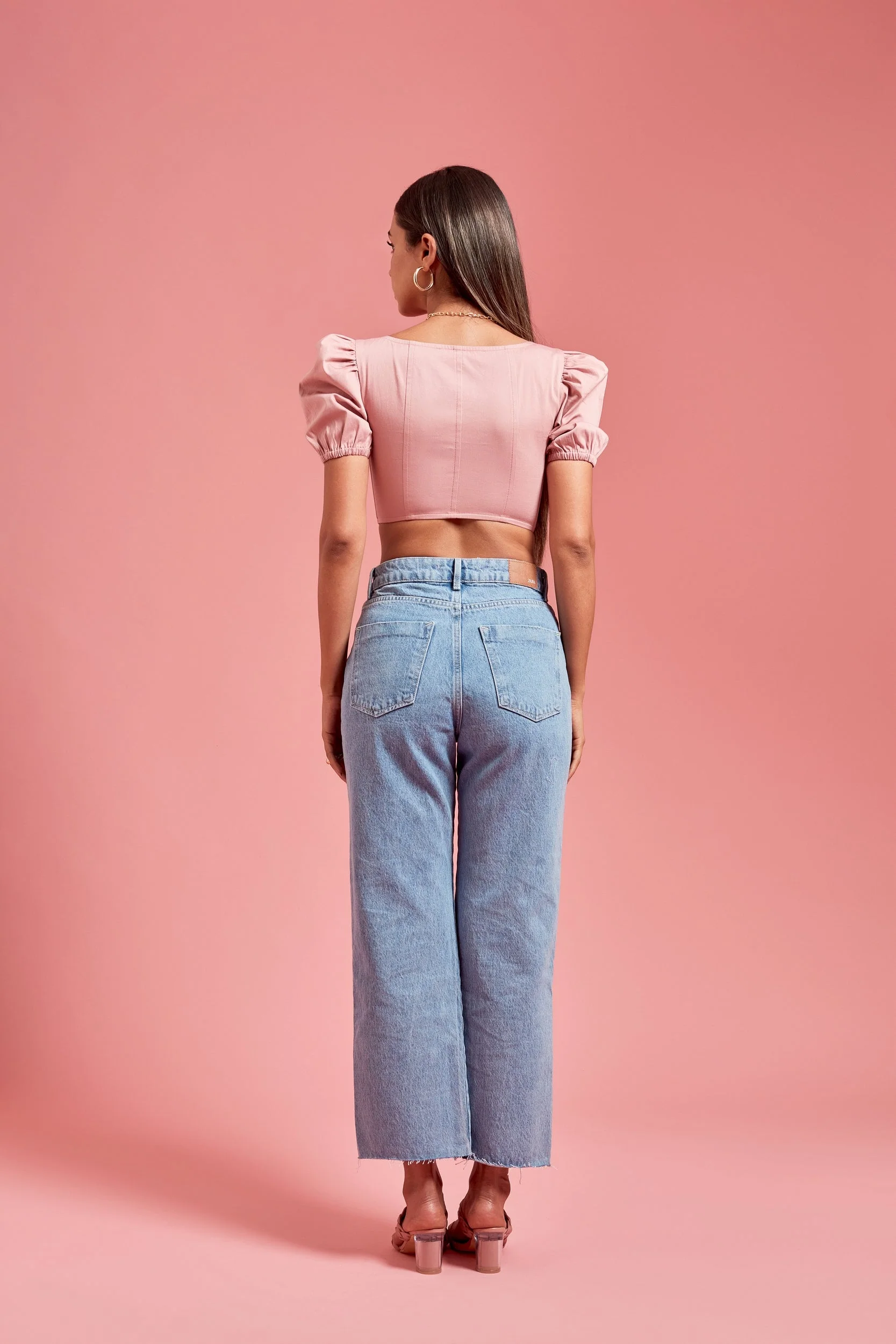 Puff Sleeves Hook and Eye Corset Top - Image 5
