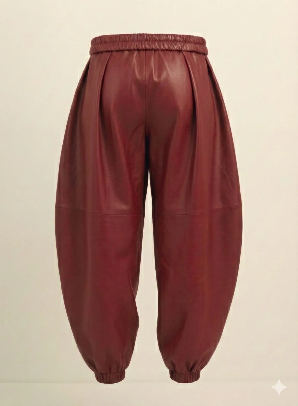 Red Faux Leather Barrel Pants - Image 4