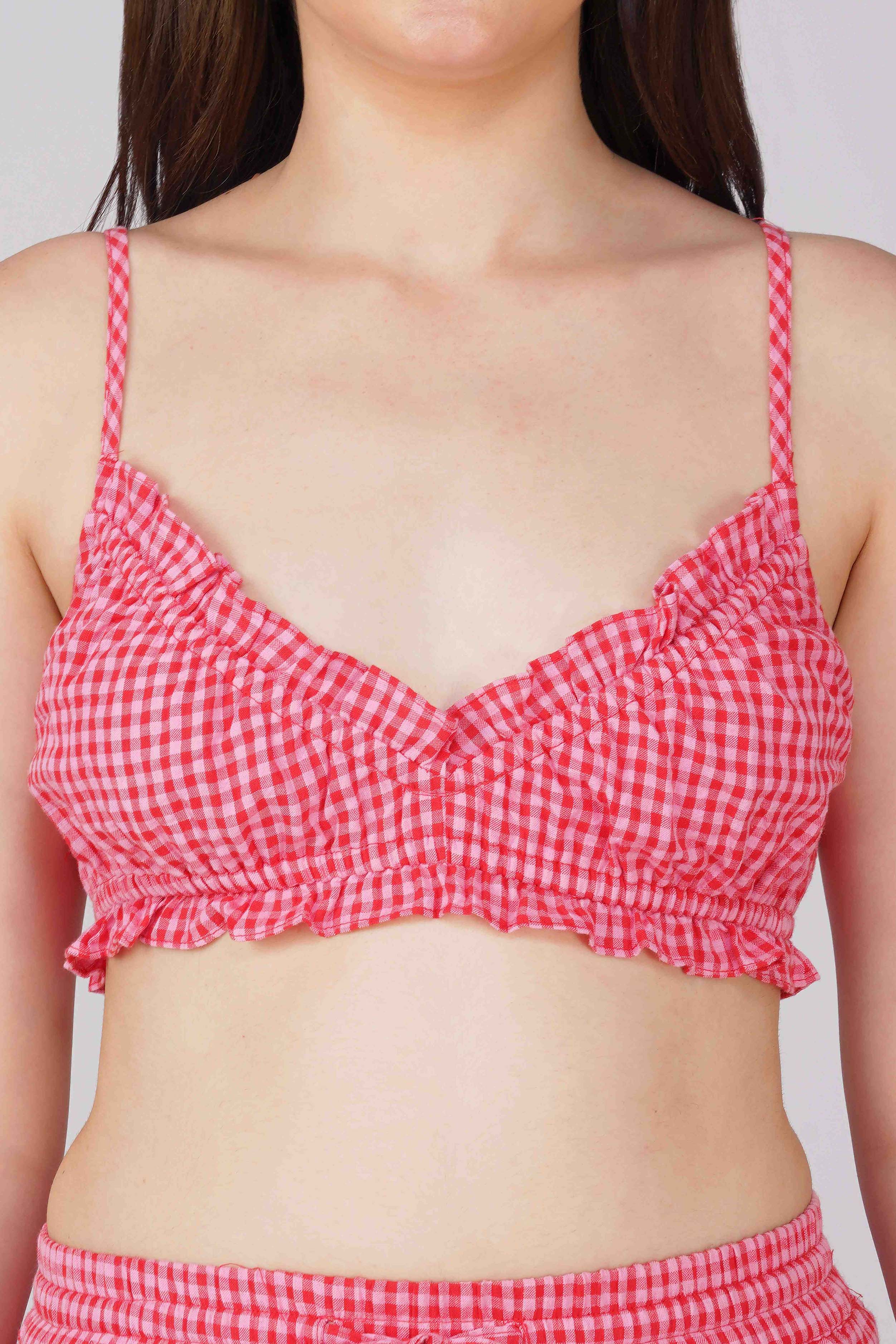 Red Gingham Bralette Top - Image 4