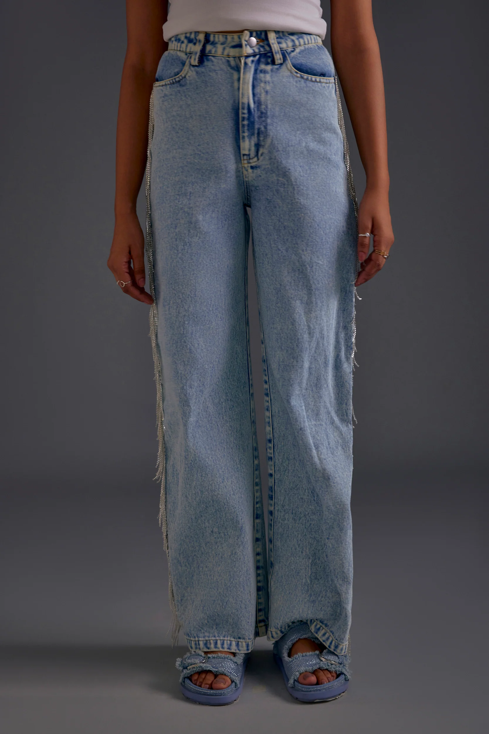 Rhinestone Embellished Blue Jeans - Image 2
