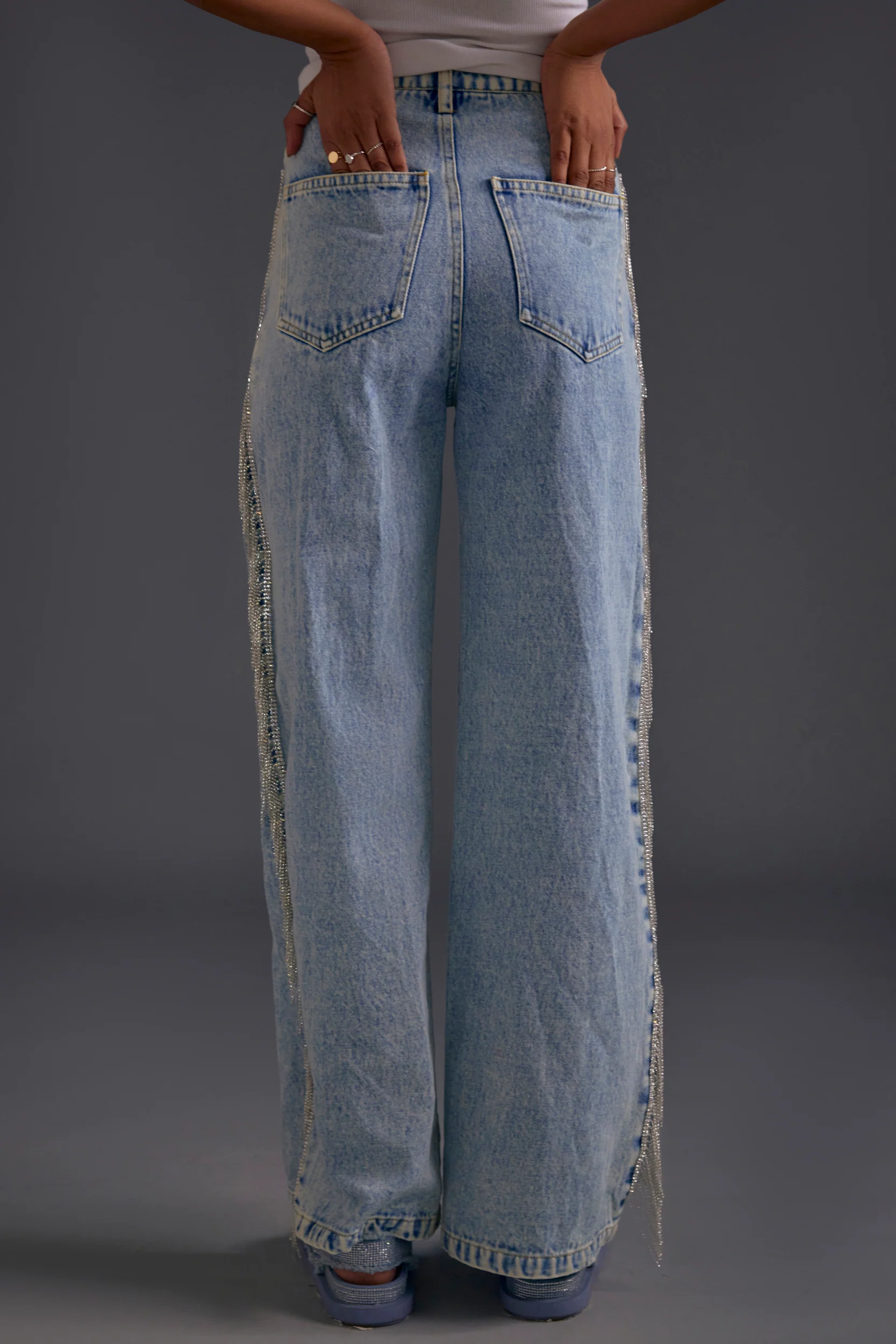Rhinestone Embellished Blue Jeans - Image 3