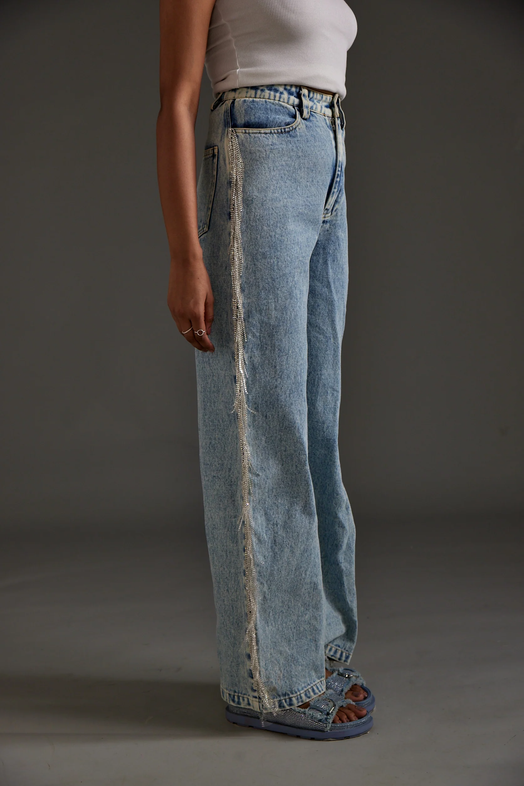 Rhinestone Embellished Blue Jeans - Image 5