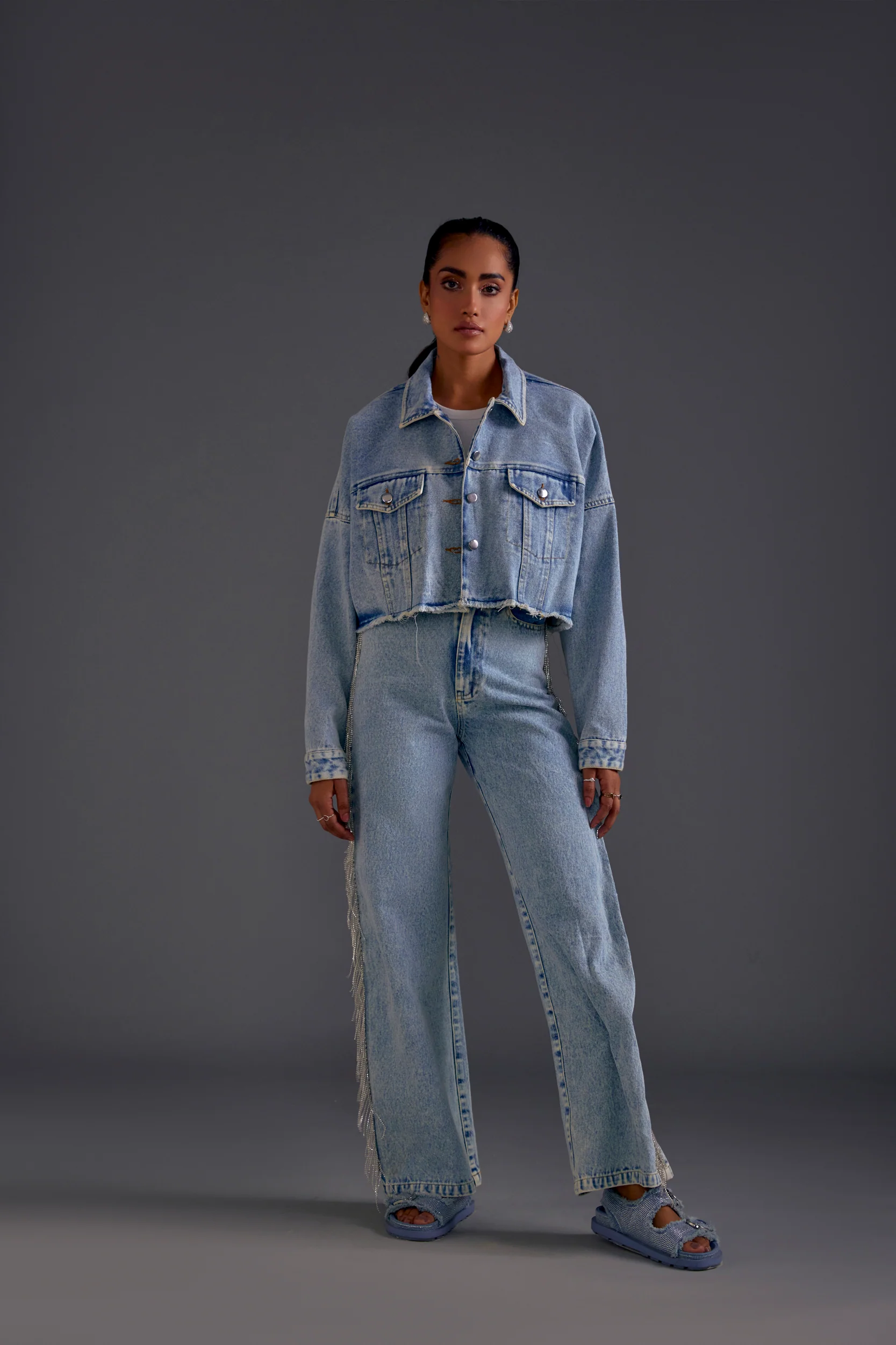 Rhinestone Embellished Blue Jeans - Image 6