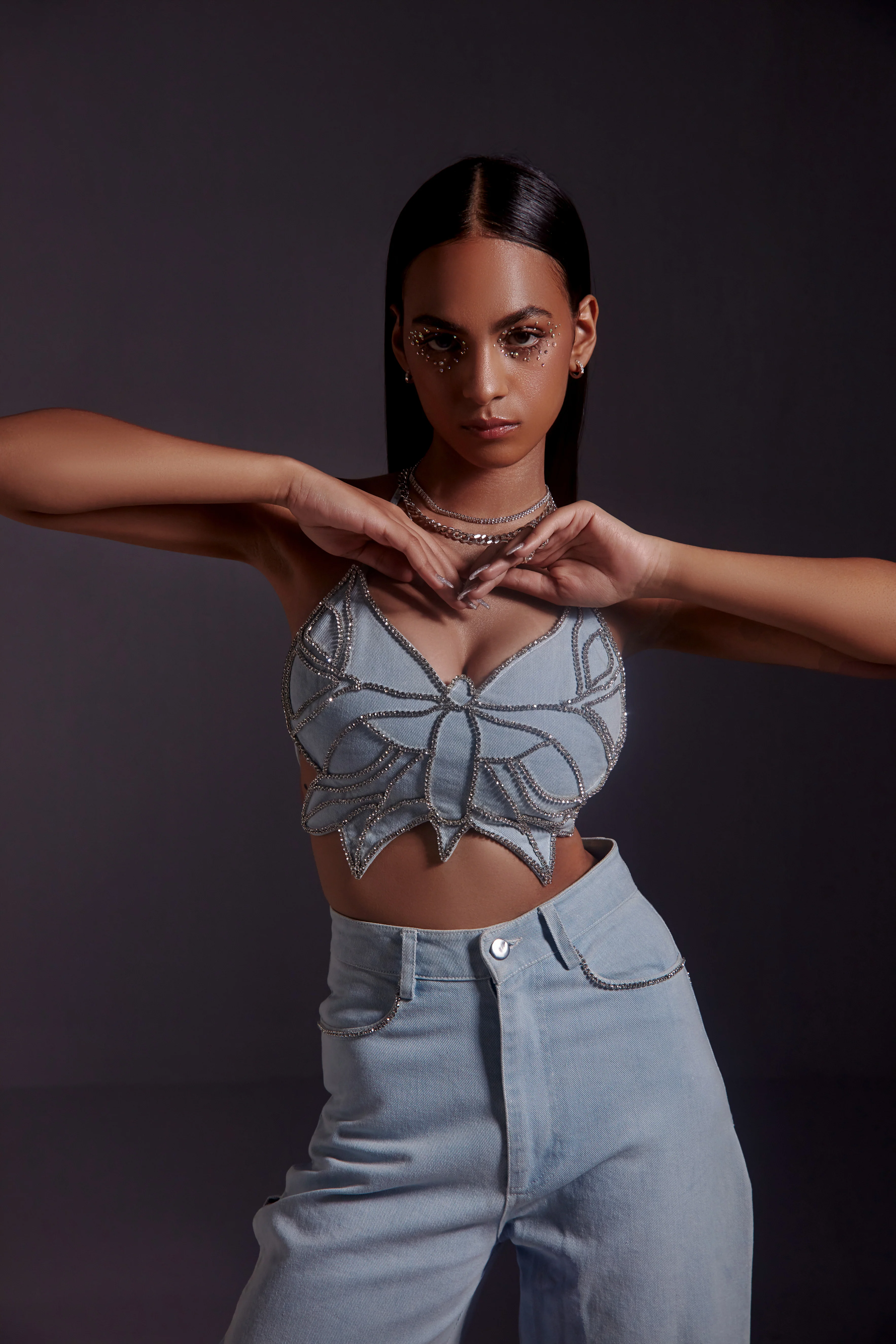 Rhinestone Embellished Butterfly Top - Image 3