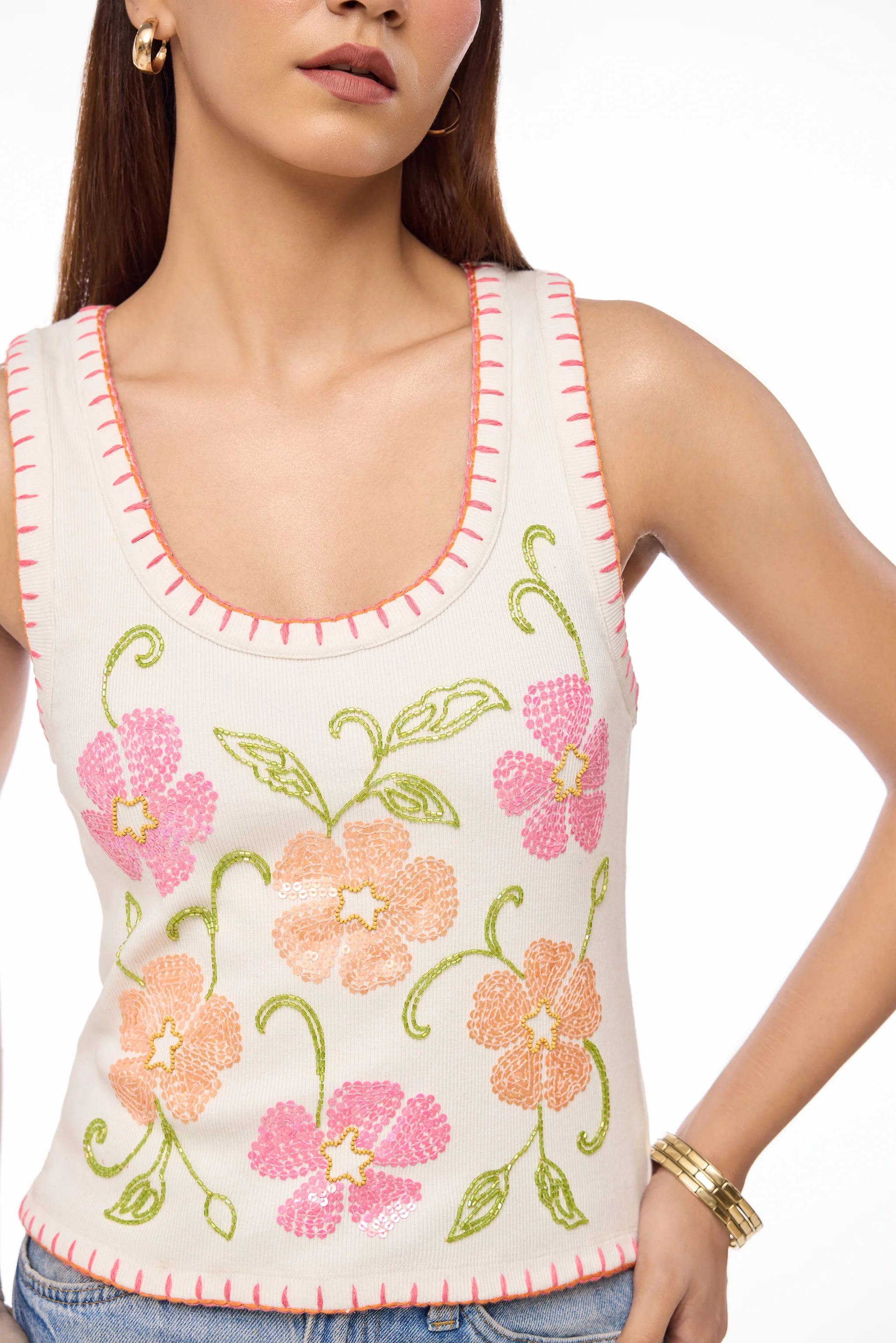 Riviera Bloom Embroidered Tank - Image 3