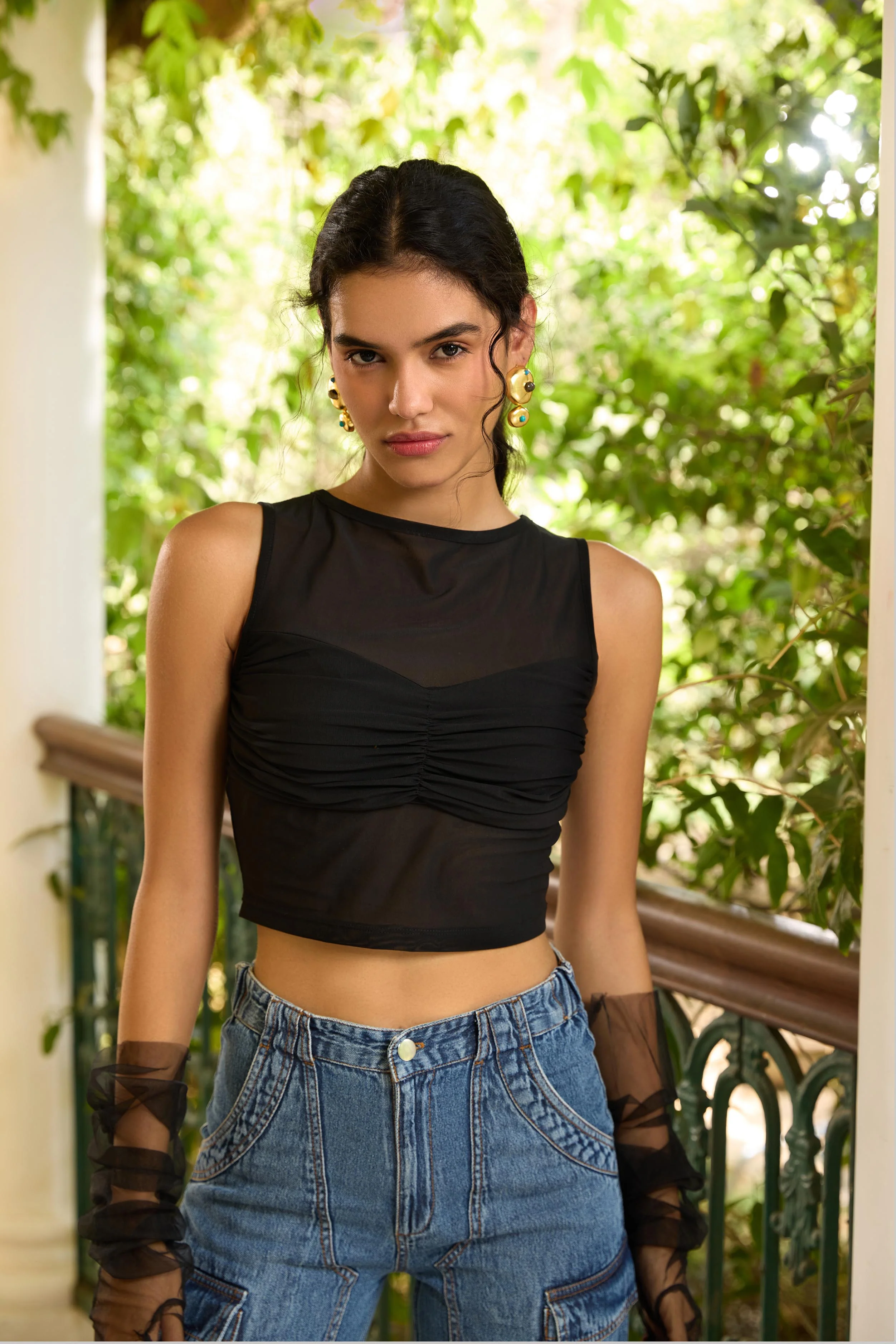 Ruched Mesh Top - Image 2