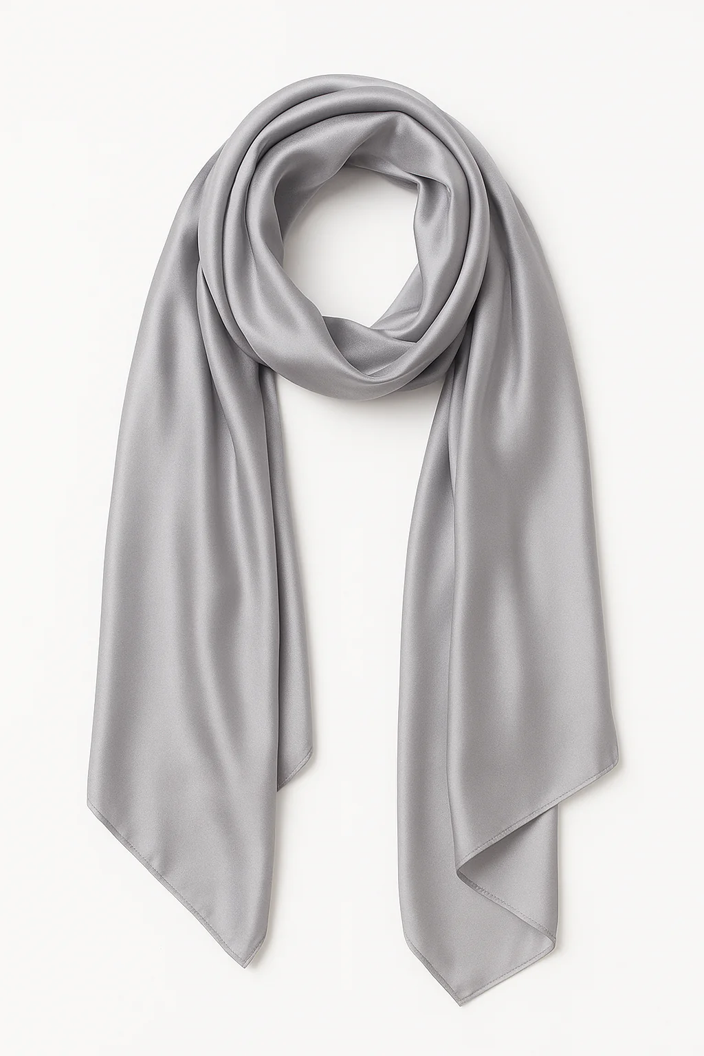 Silver Satin Halter Neck Dress with Scarf - Image 5