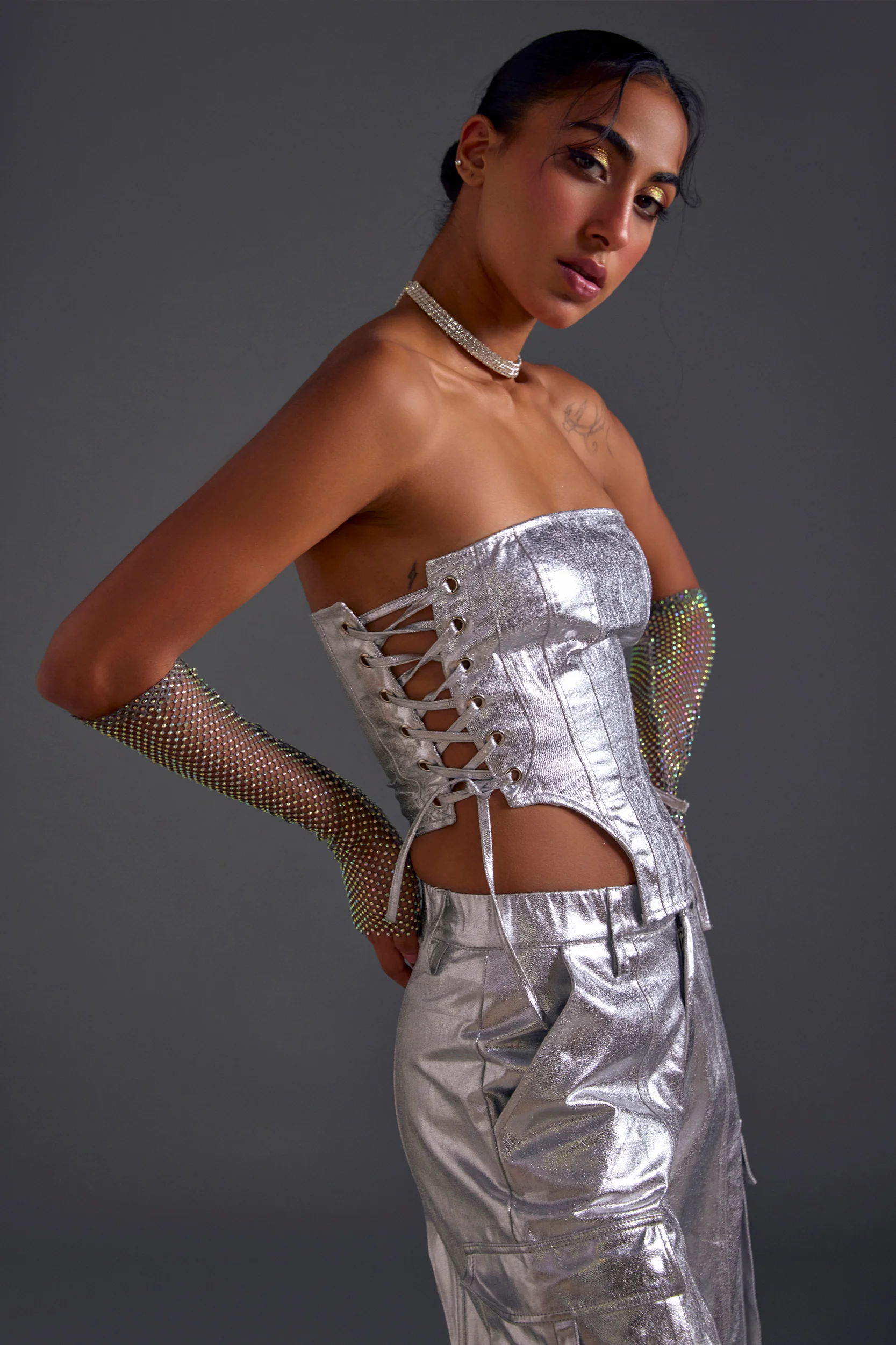 Silver Twill Corset - Image 2