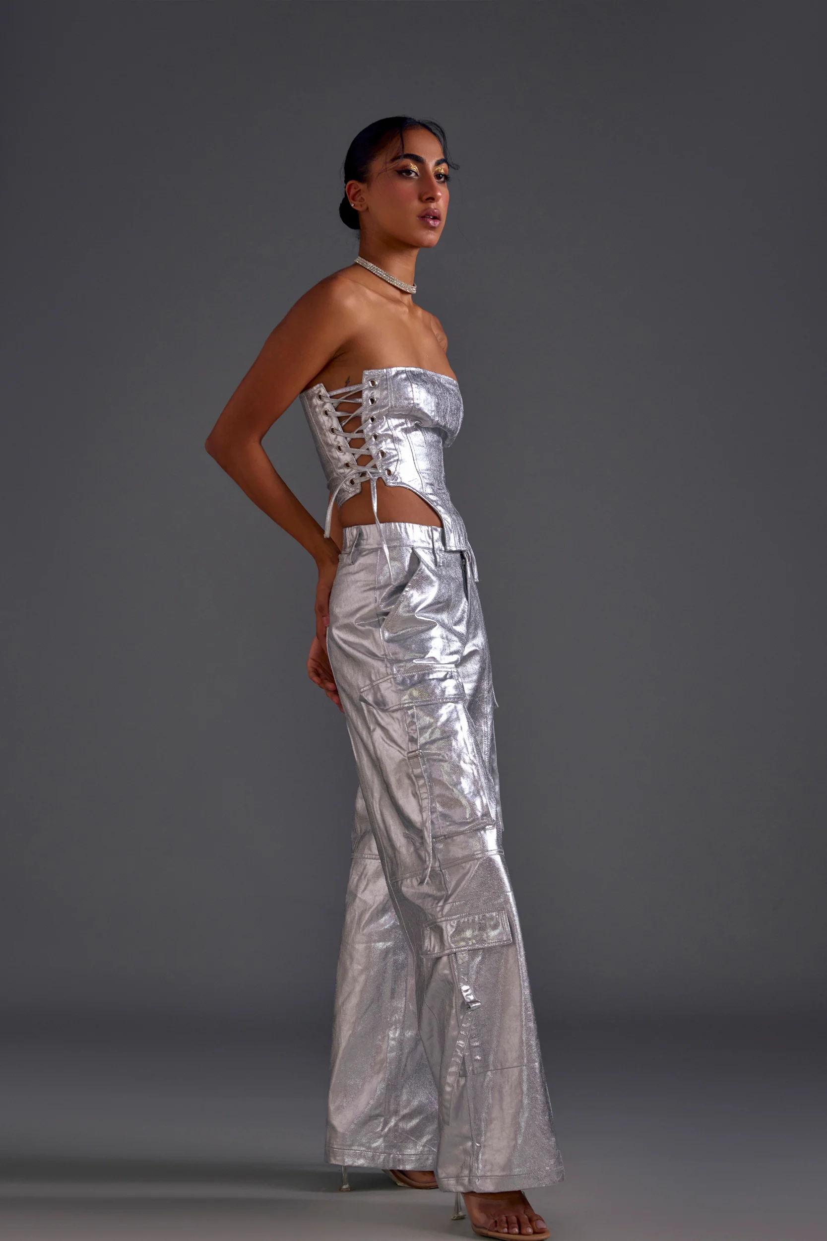 Silver Twill Corset - Image 5