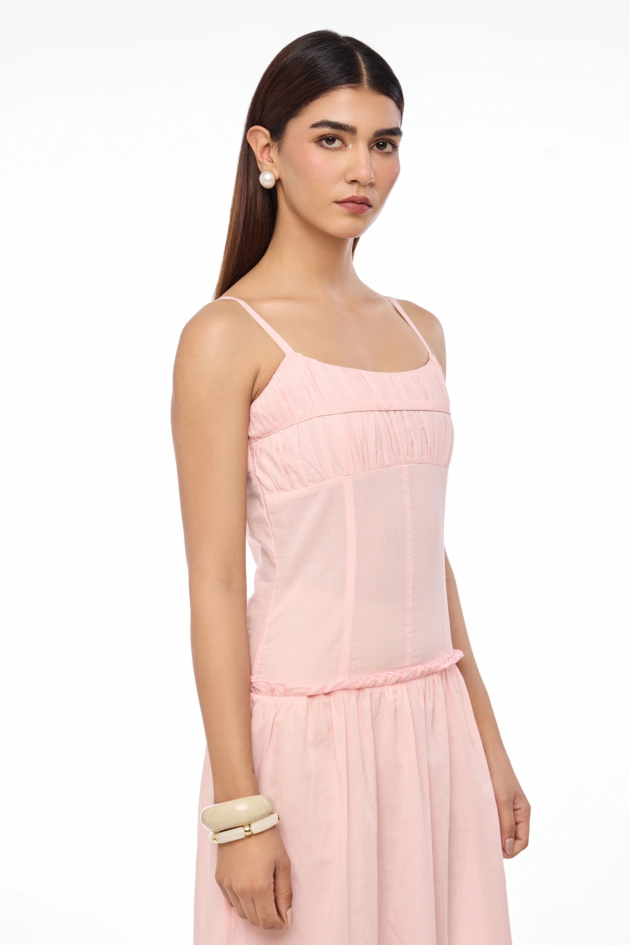 Soft Pink Ruched Bust Maxi Dress - Image 2