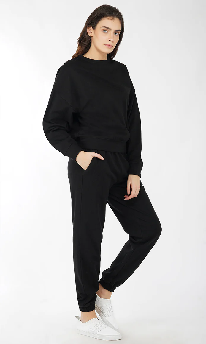 Black Soft Touch Cotton Fleece Sweatshirt - Image 3